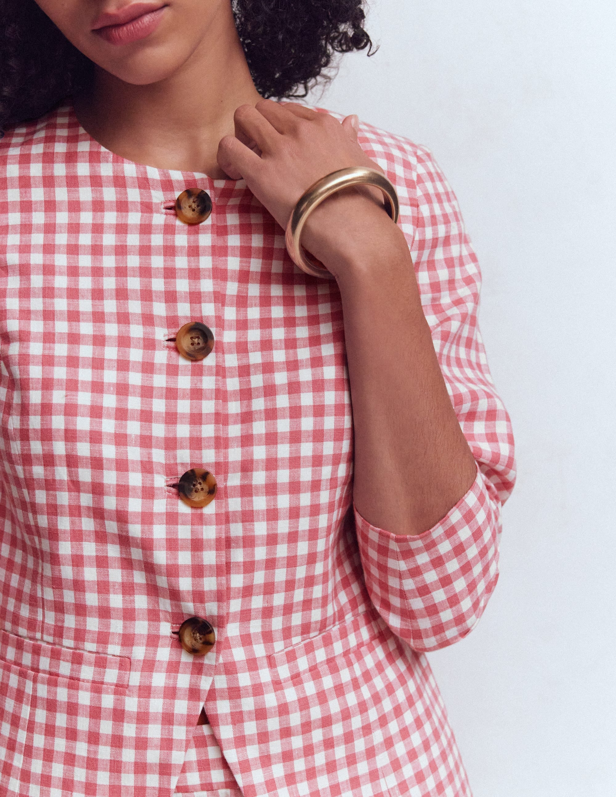Blazer Hampstead en lin-Vichy vieux rose - Image 2