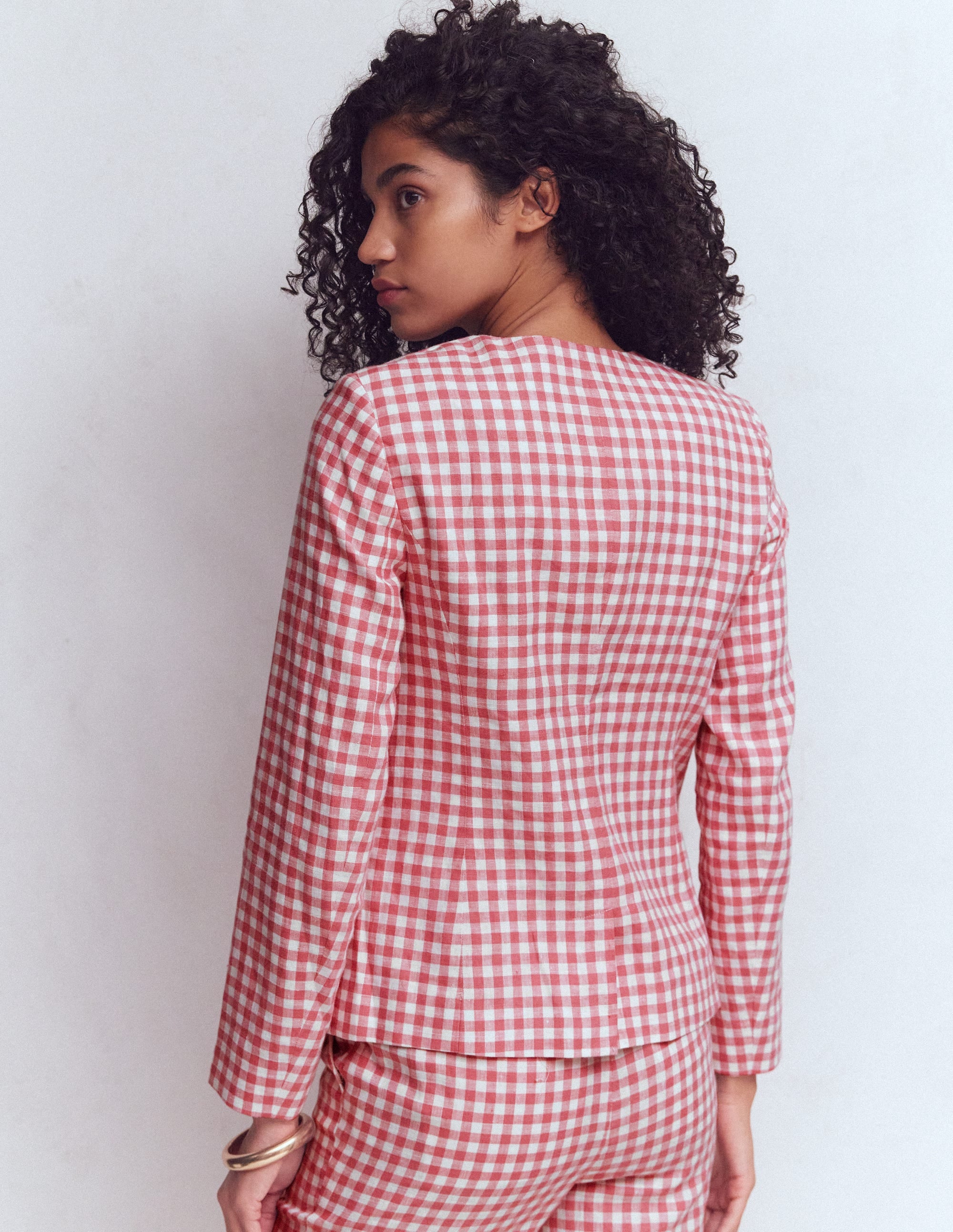 Blazer Hampstead en lin-Vichy vieux rose - Image 3