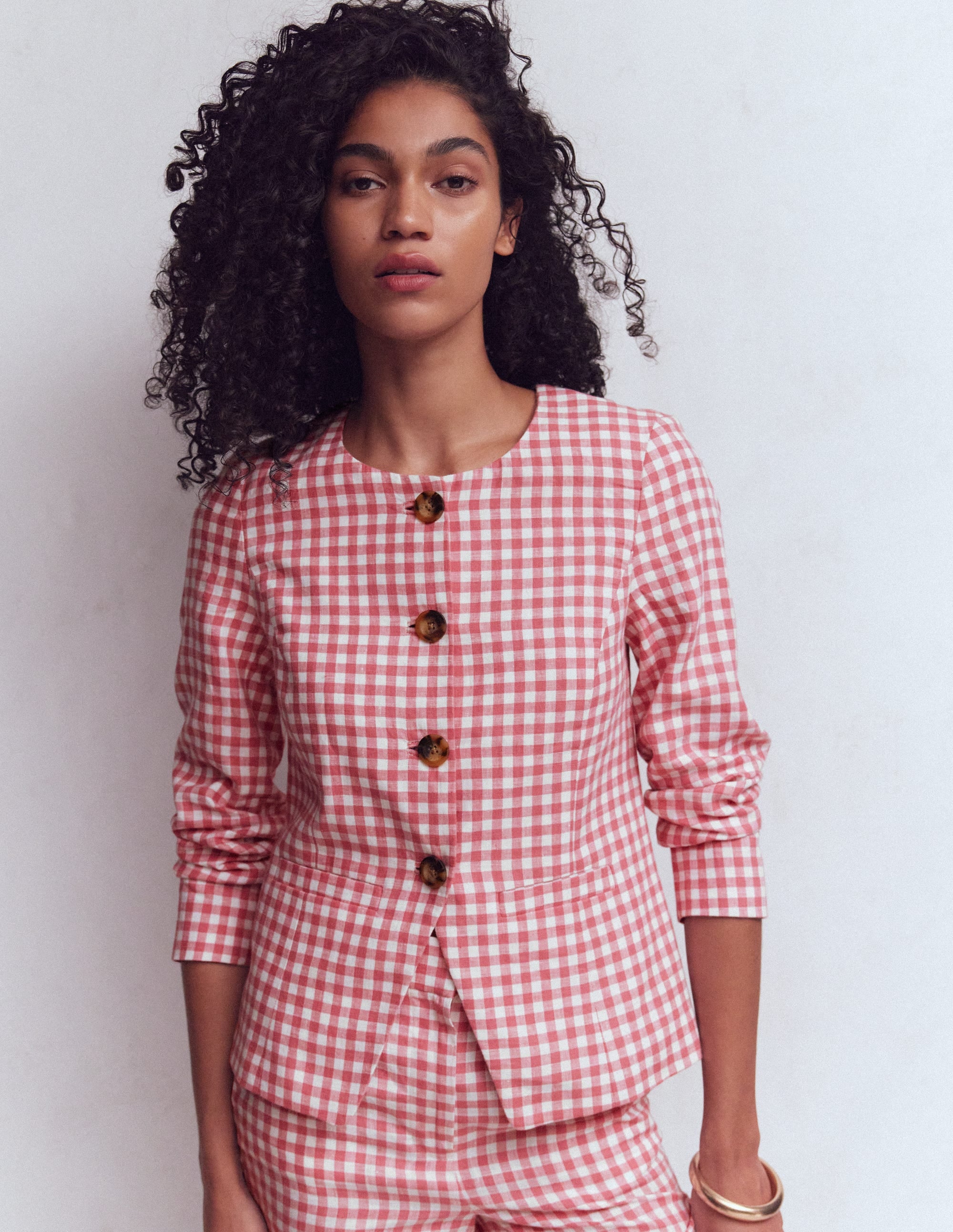 Blazer Hampstead en lin-Vichy vieux rose - Image 4