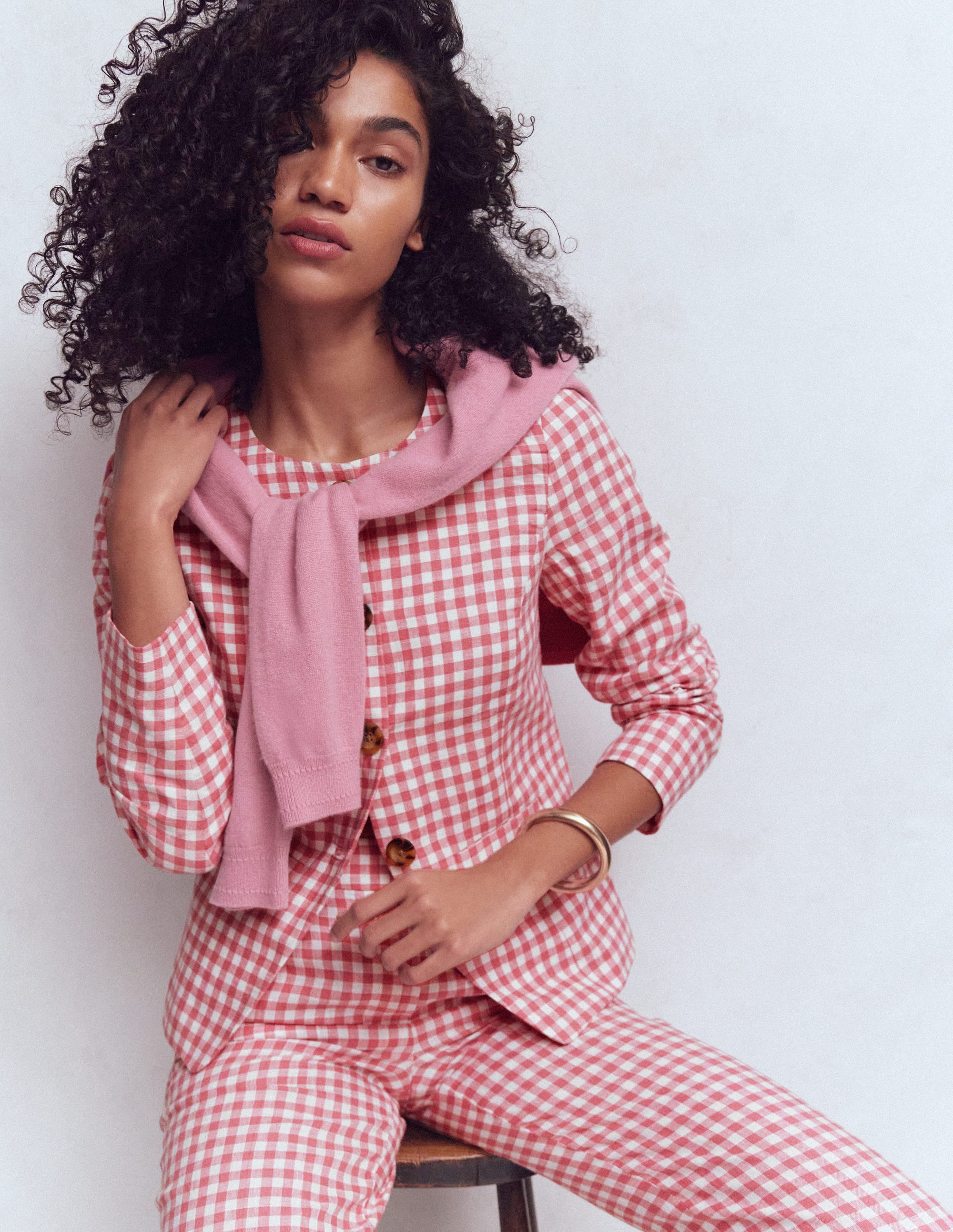 Blazer Hampstead en lin-Vichy vieux rose - Image 5