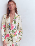 Woodbridge Linen Blazer-Ivory, Delicate Blossom