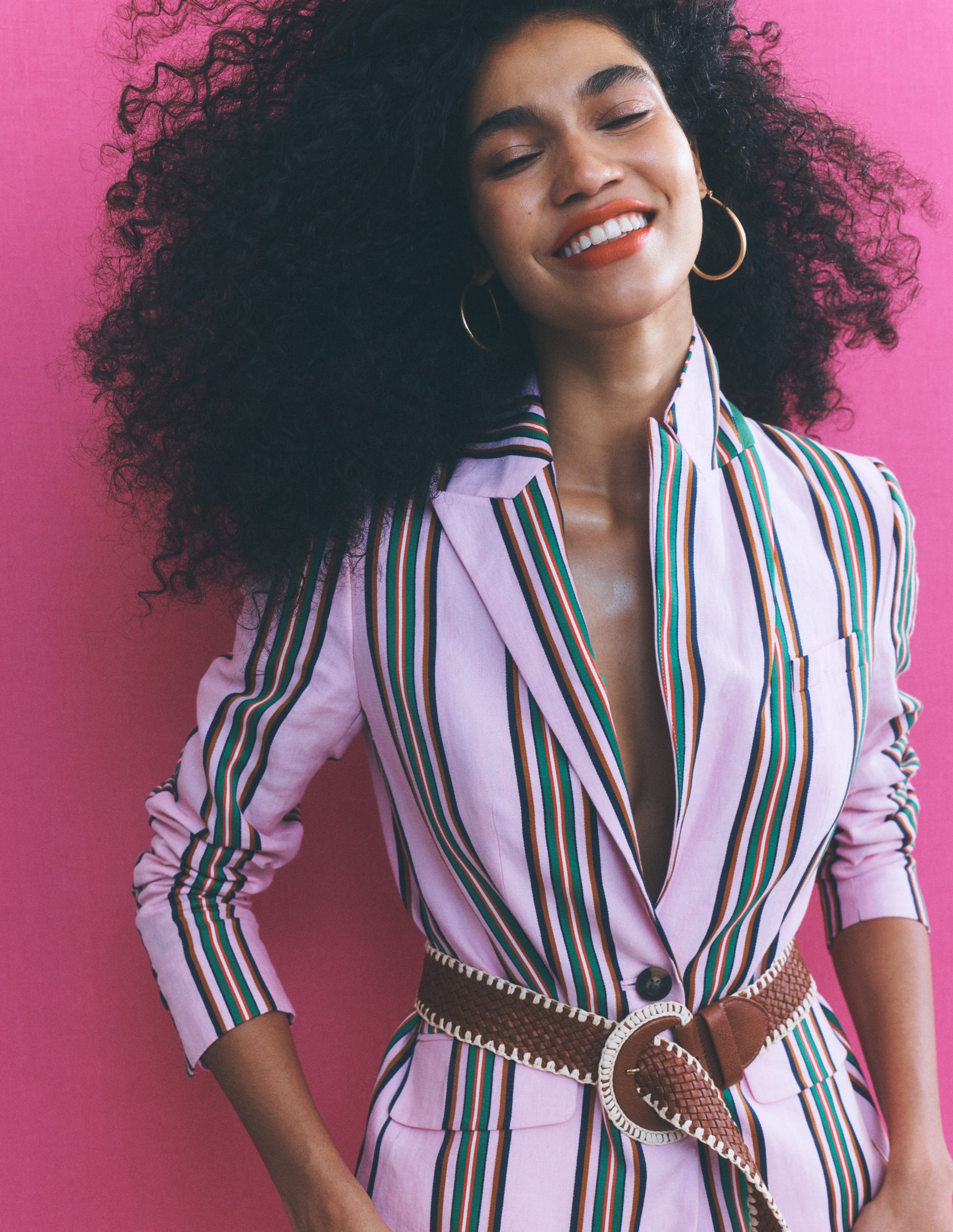 Woodbridge Leinenblazer-Rosa und Grün Streifen-2