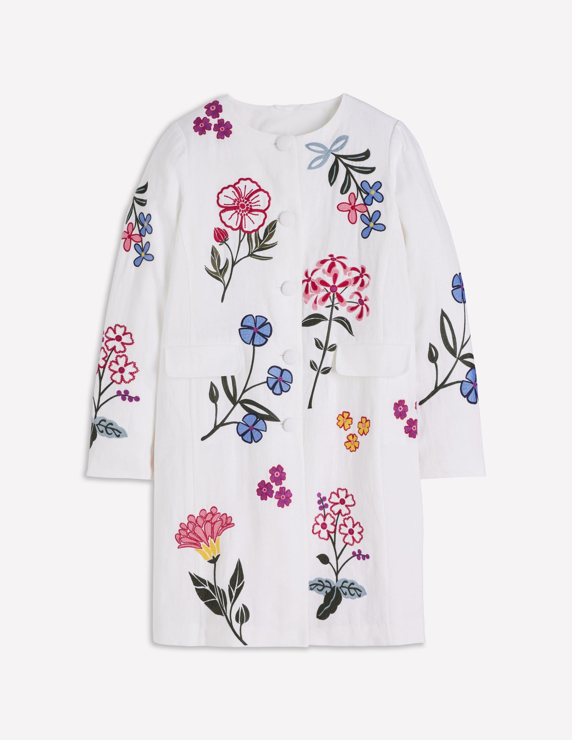 Langer Mantel mit Stickerei-Naturweiß, Stickerei-8