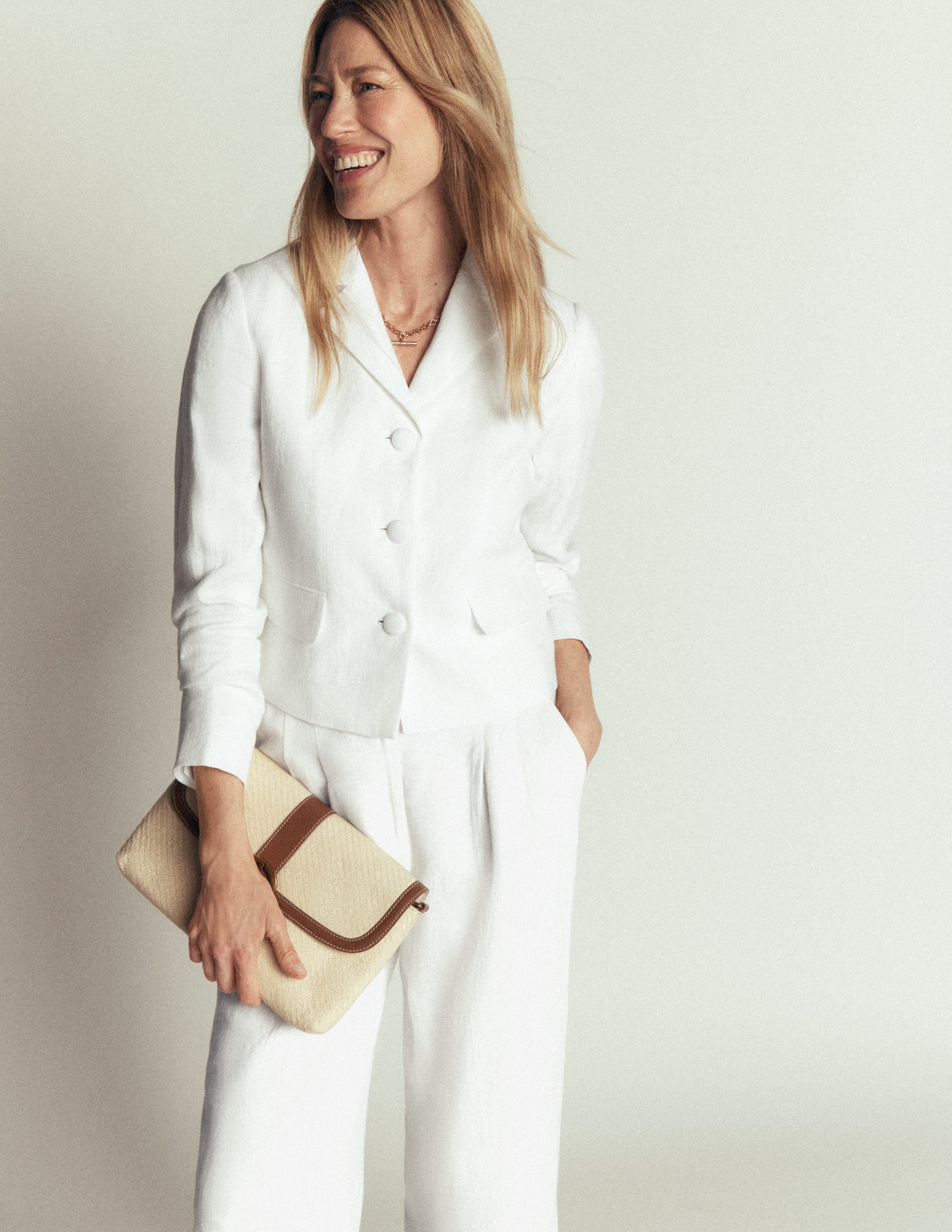 Blazer Dartmouth en lin-Blanc - Image 2