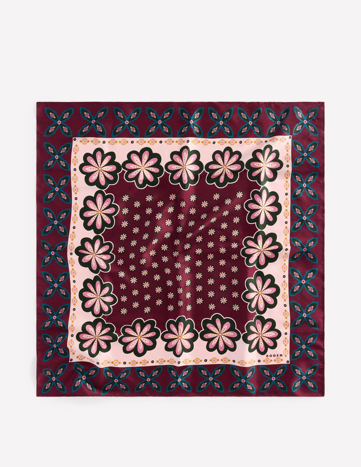 Foulard carré Elisabeth en soie-Multi, motif Geo Flora - Image 4
