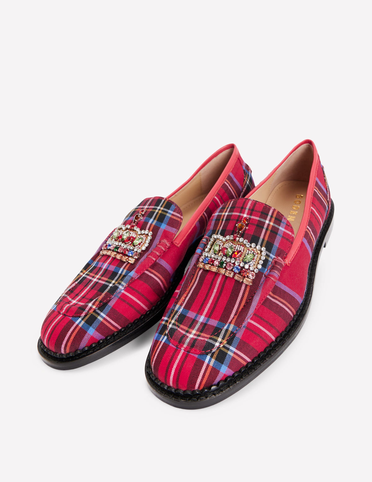 Nya Pennyloafer-Rot Schottenmuster, Krone-5