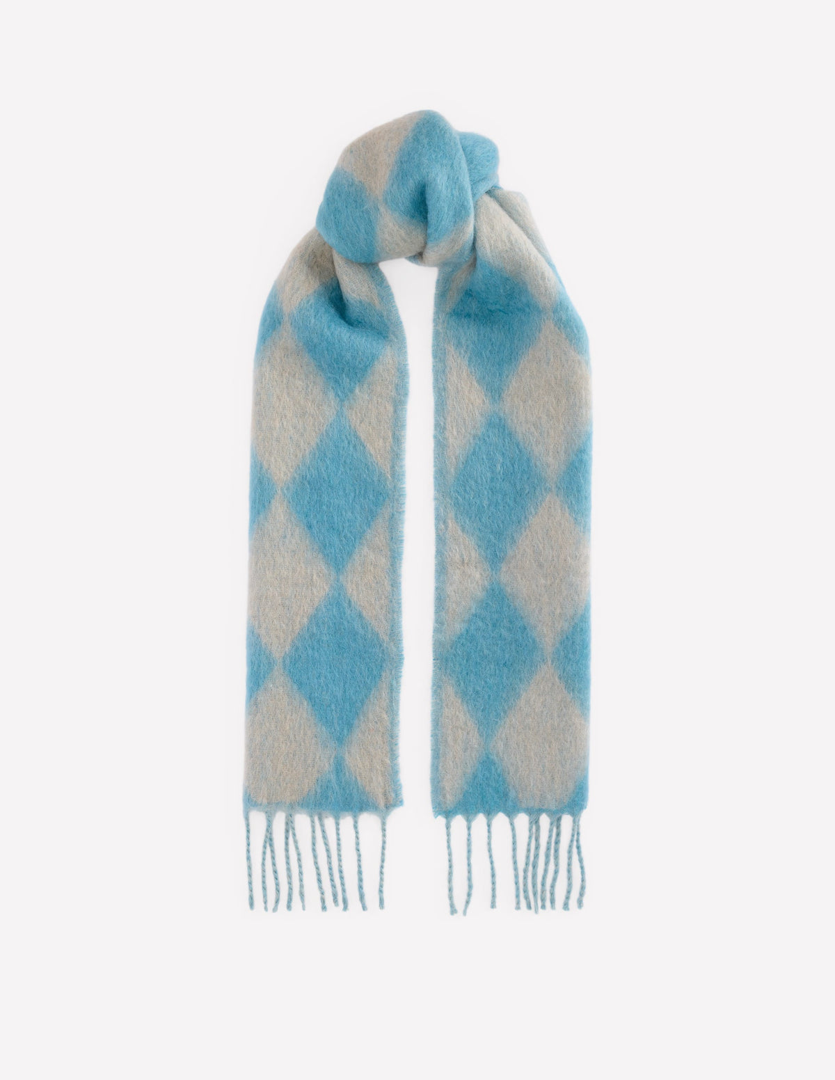 Gewebter Mohair-Schal-Enteneiblau Argyle - Image 1