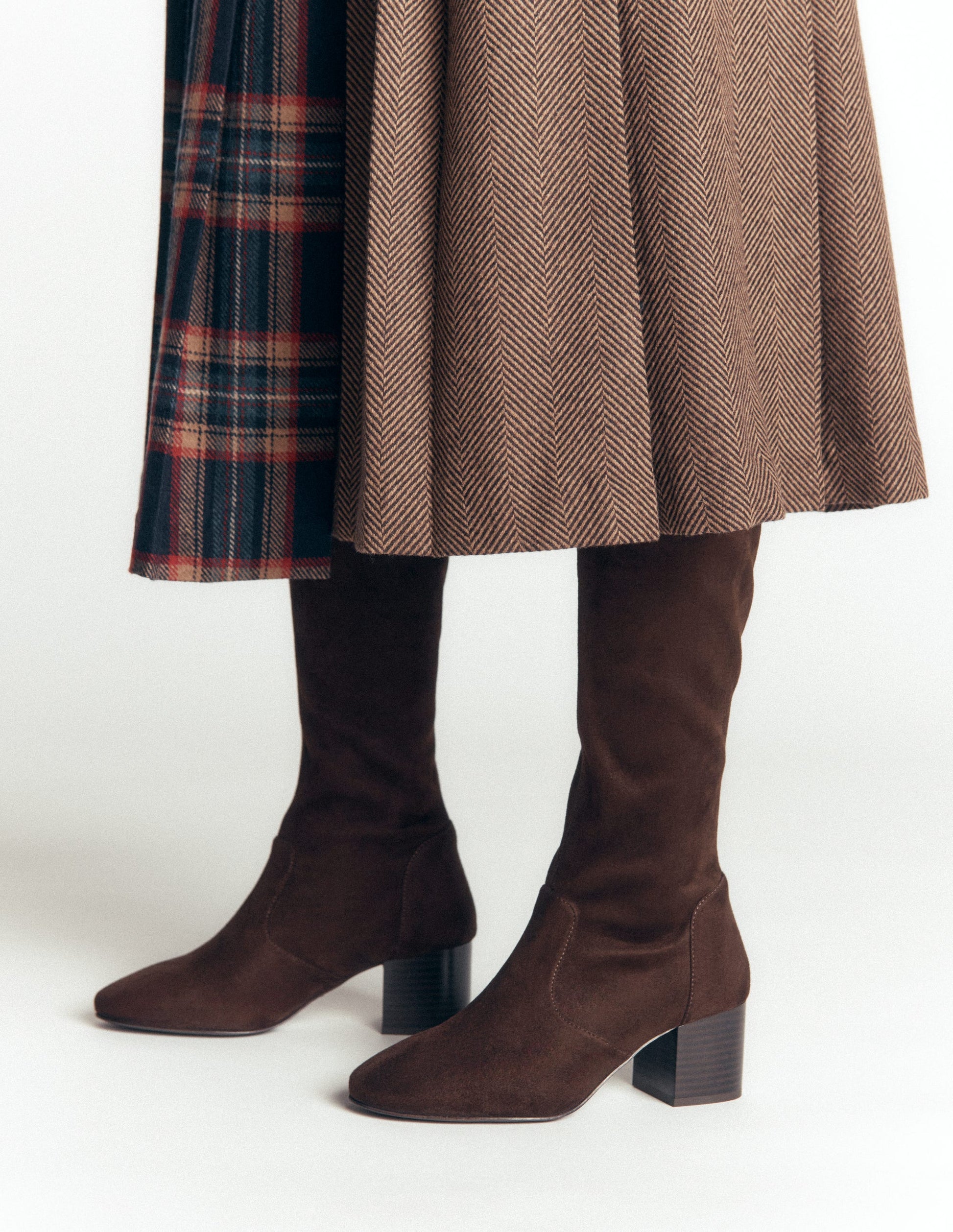 Stretchstiefel mit Blockabsatz-Schoko-2
