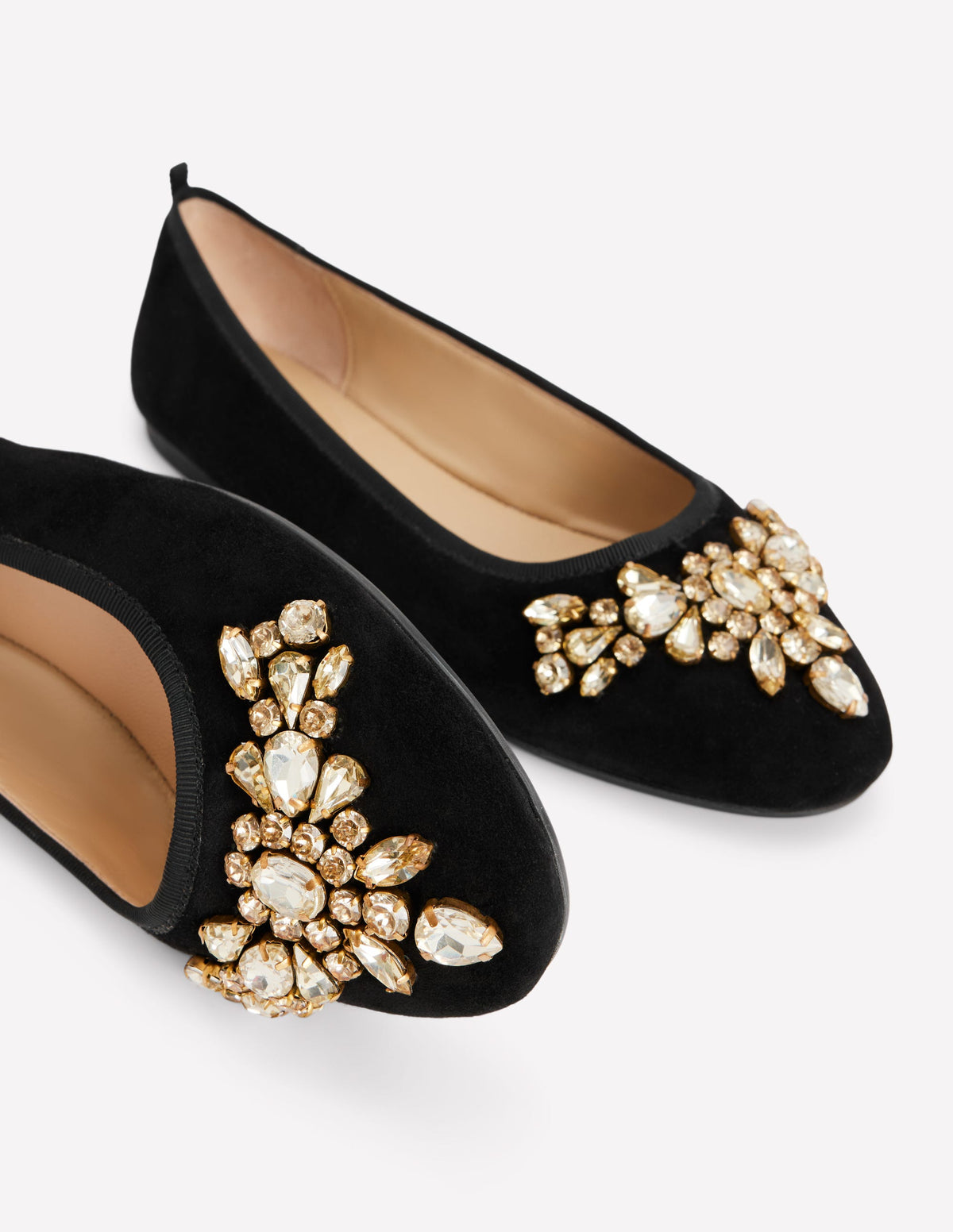 Patti Ballerinas mit runder Zehenpartie-Schwarzes Wildleder Verziert-4