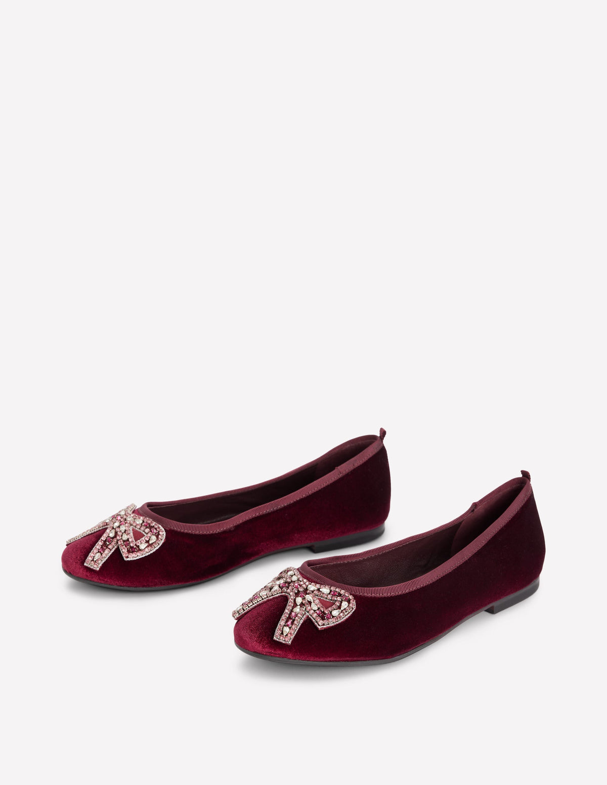 Patti Ballerinas mit runder Zehenpartie-Dunkles Burgunderrot Schleife-3