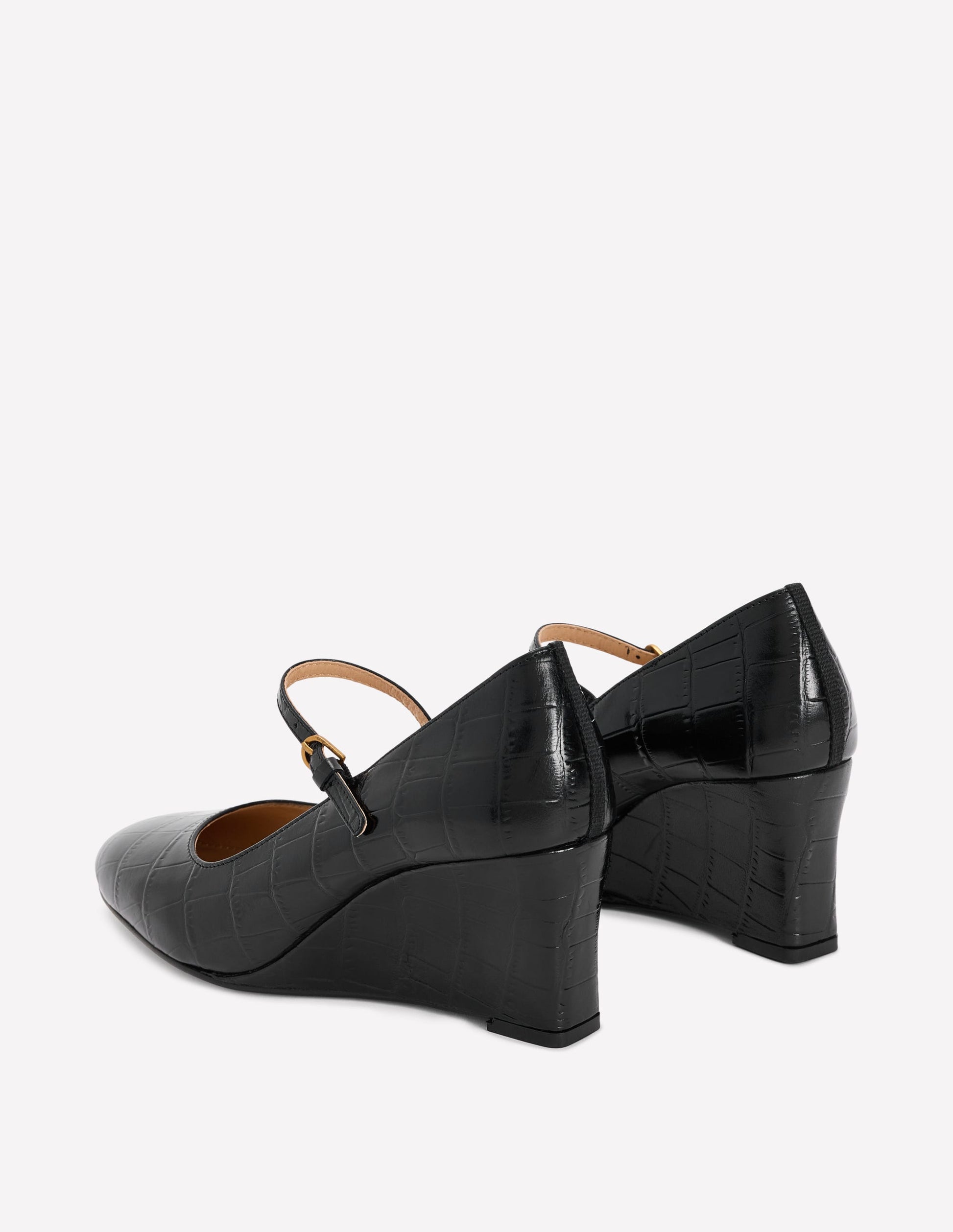 Wedge Mary Janes-Black Croc Embossed-6