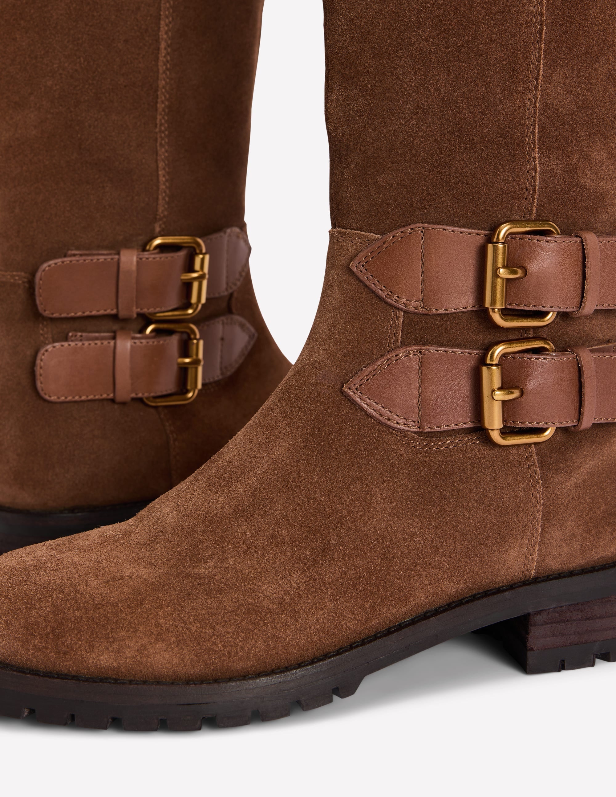 Kniehohe Stiefel mit Schnallen-Hellbraun - Image 4