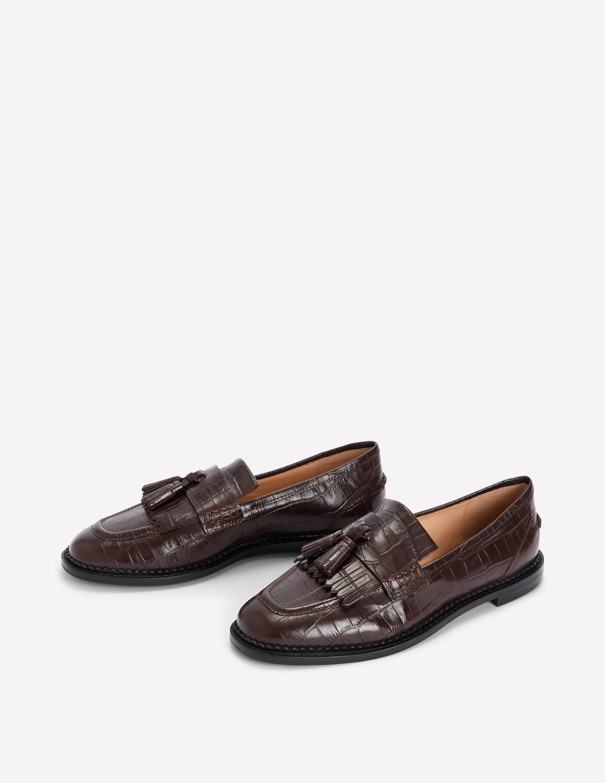 Nya Flache Ghillie-Loafer-Schokolade Krokodilleder-Optik Geprägt - Image 3