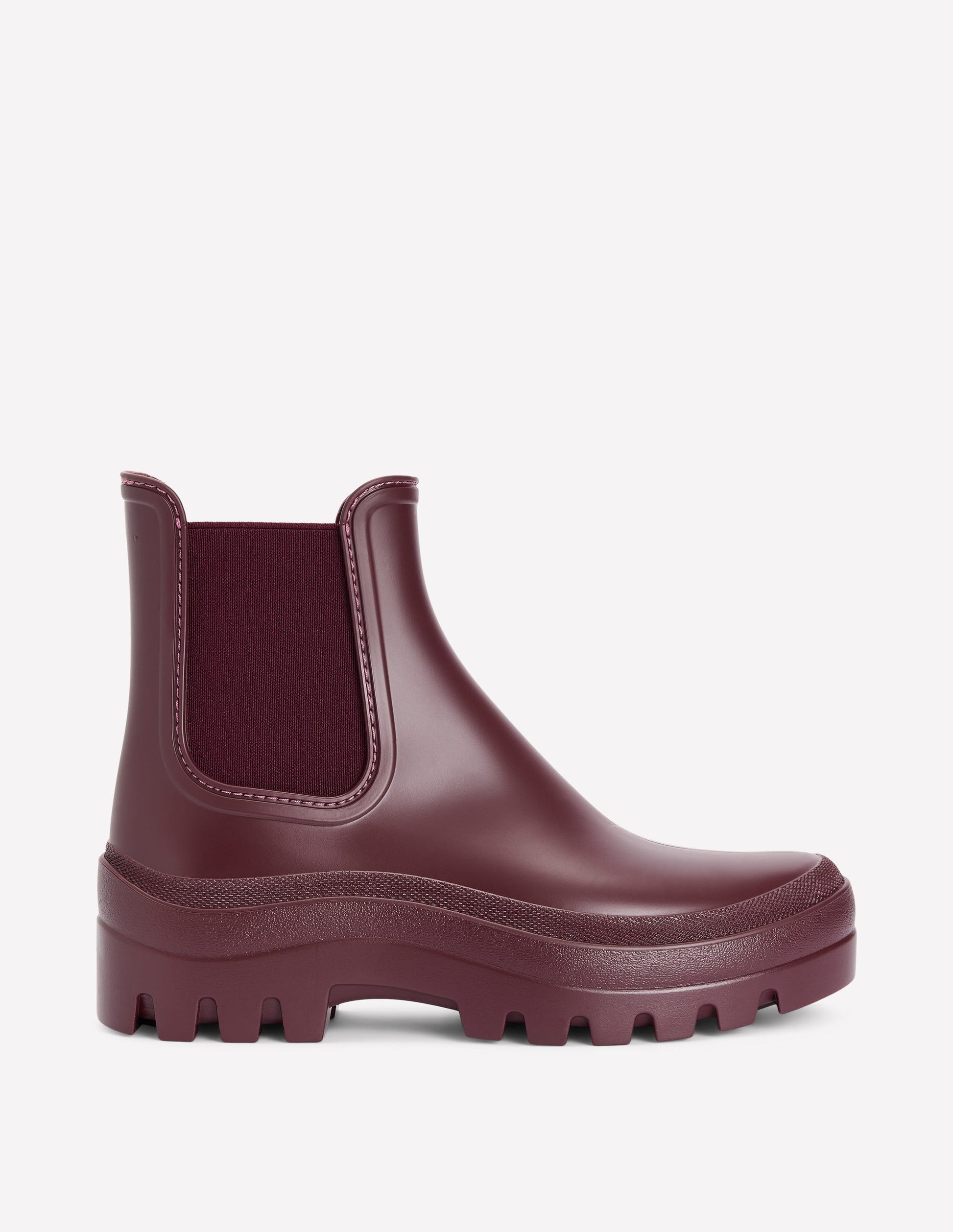 Bottes de pluie Chelsea à semelles épaisses-Bordeaux profond-1