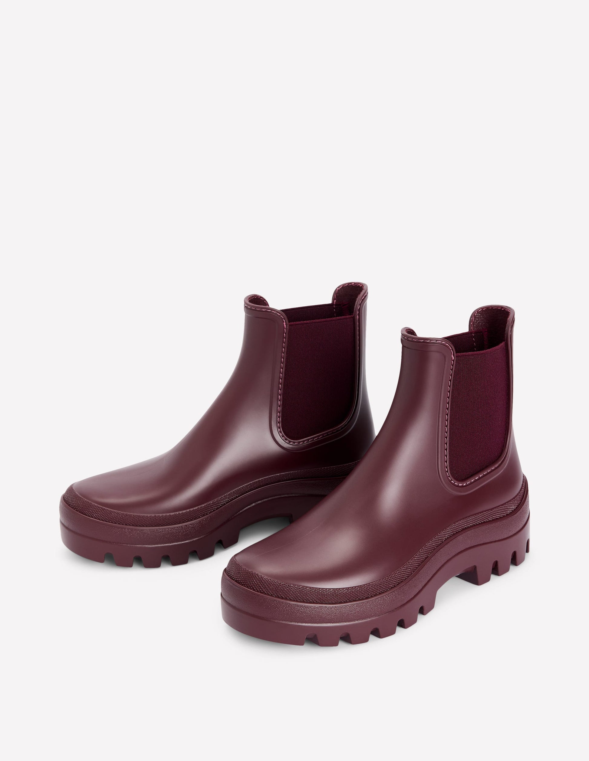 Bottes de pluie Chelsea à semelles épaisses-Bordeaux profond-3