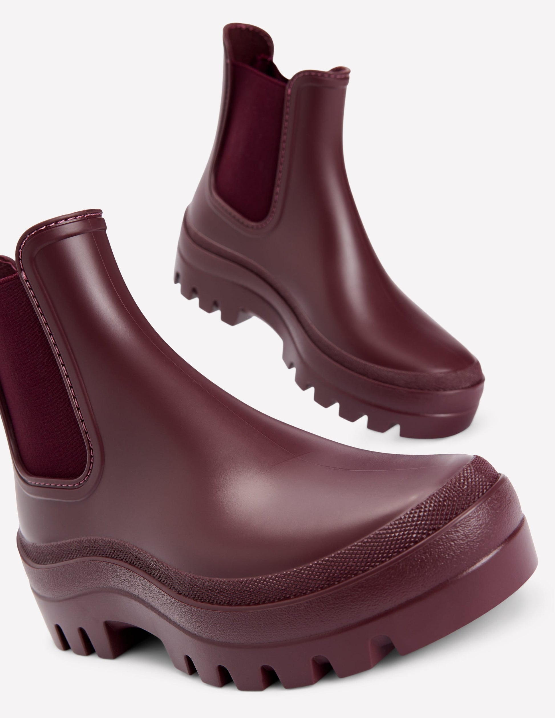 Bottes de pluie Chelsea à semelles épaisses-Bordeaux profond-4