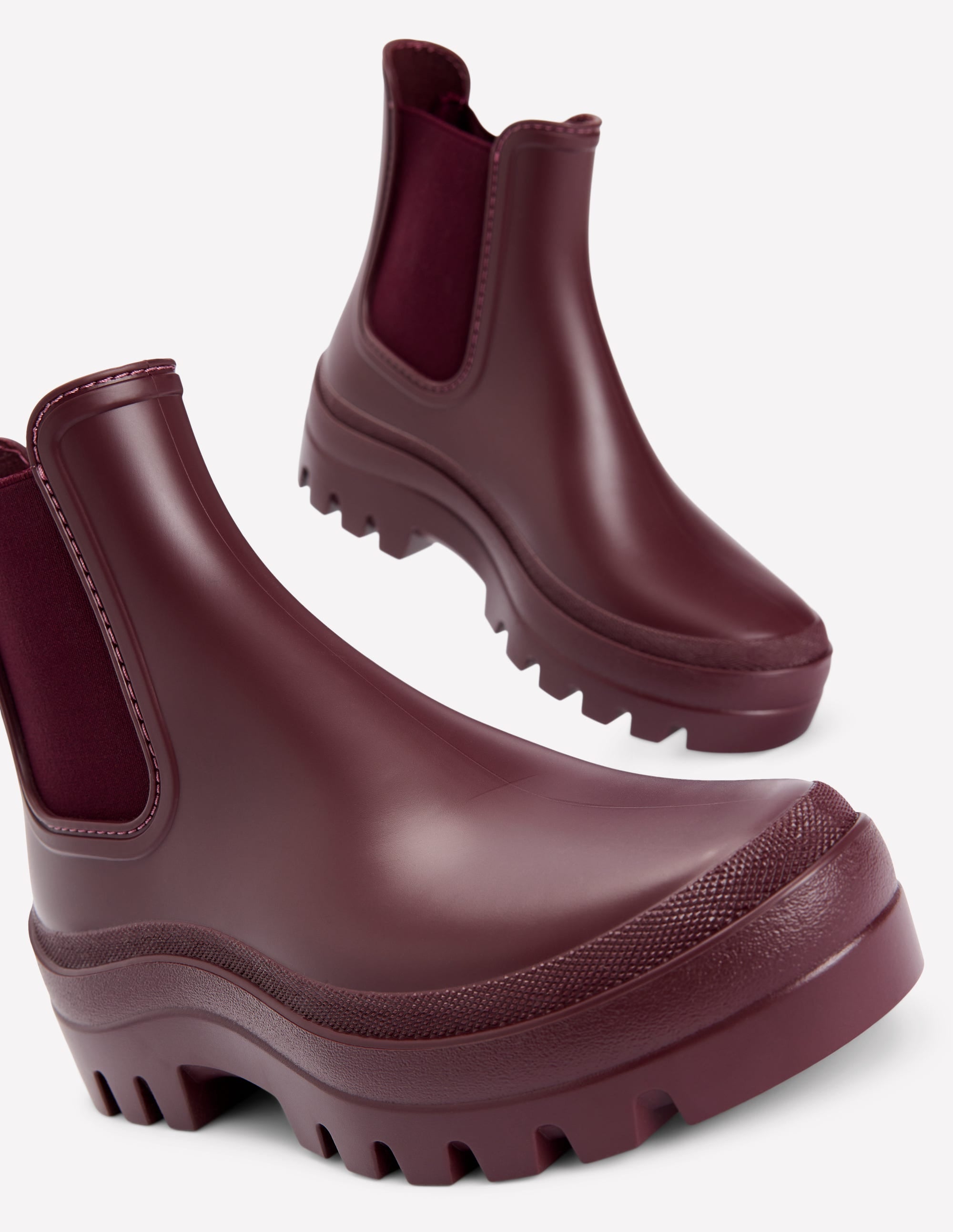 Bottes de pluie Chelsea à semelles épaisses-Bordeaux profond - Image 4