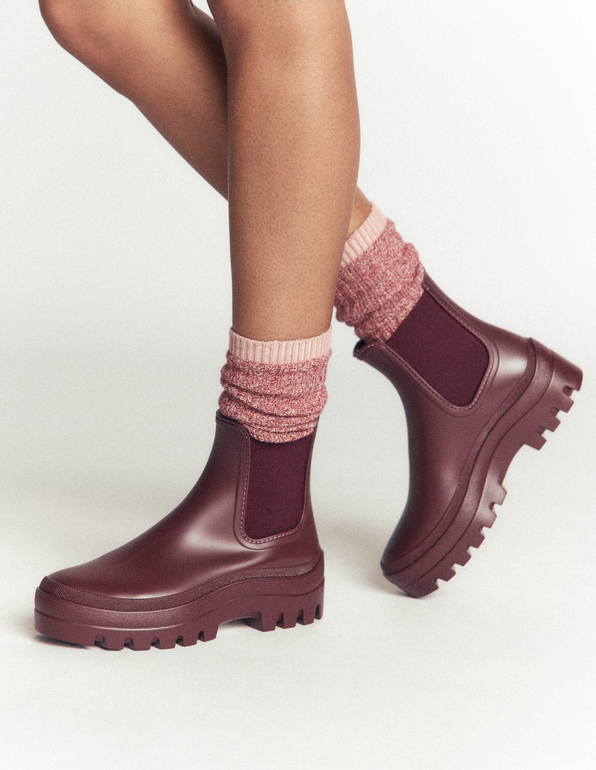 Bottes de pluie Chelsea à semelles épaisses-Bordeaux profond - Image 2