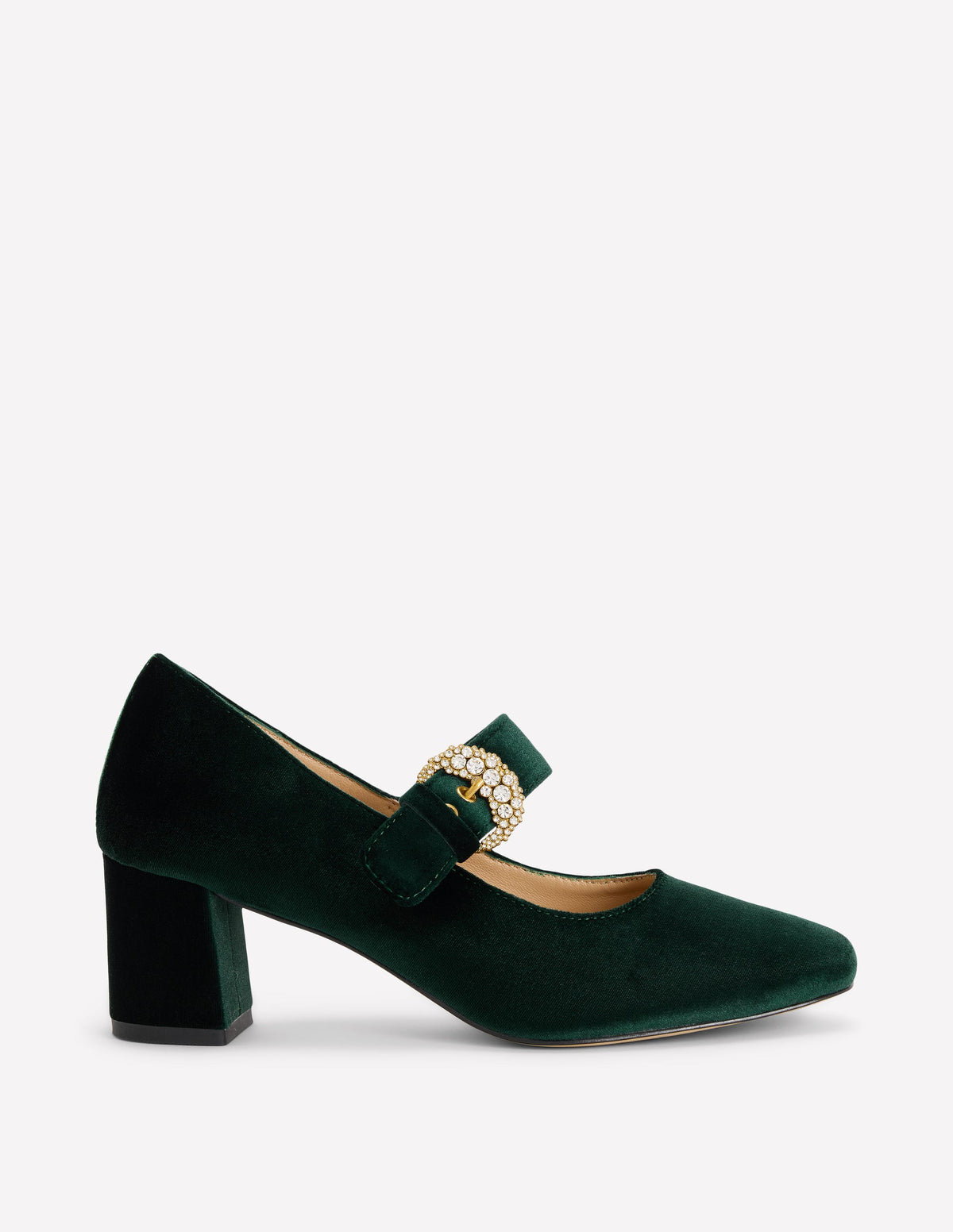 Escarpins à talons carrés, bride et boucle-Vert scarabée - Image 1