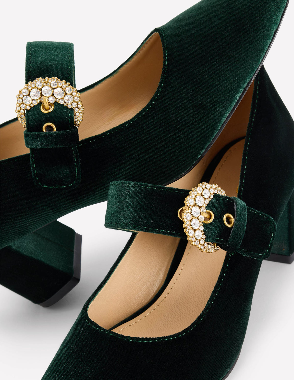 Escarpins à talons carrés, bride et boucle-Vert scarabée - Image 4