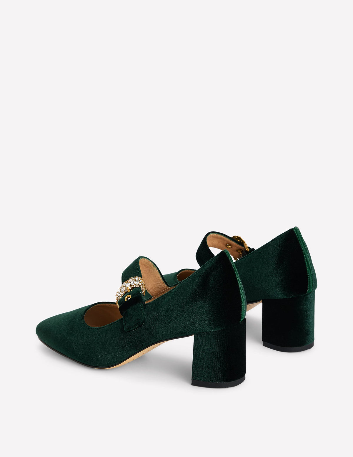 Escarpins à talons carrés, bride et boucle-Vert scarabée - Image 5
