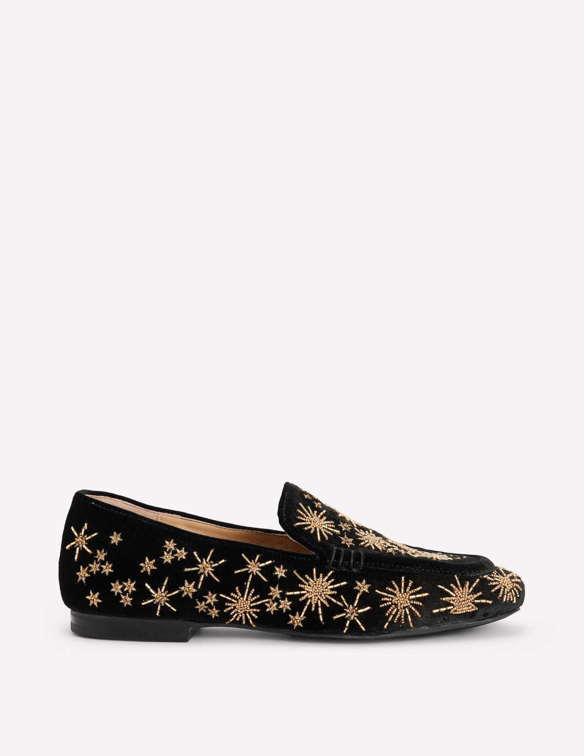 Mocassins ornementés Dinah-Noir, étoiles dorées - Image 1