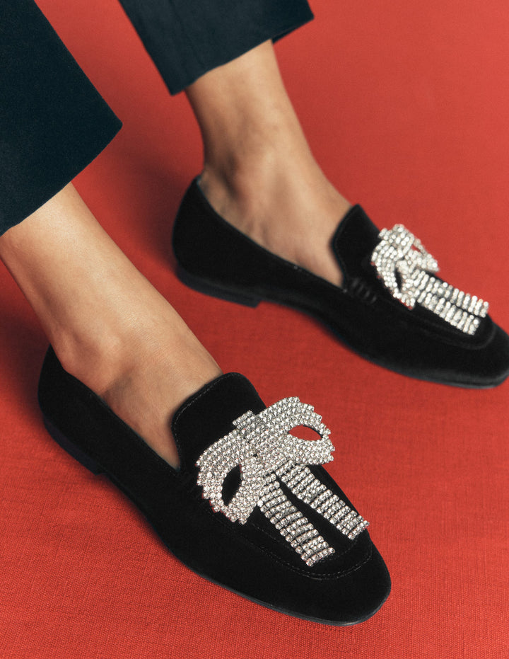 Dinah Verzierte Loafer-Schwarz, Glitzerschleifen