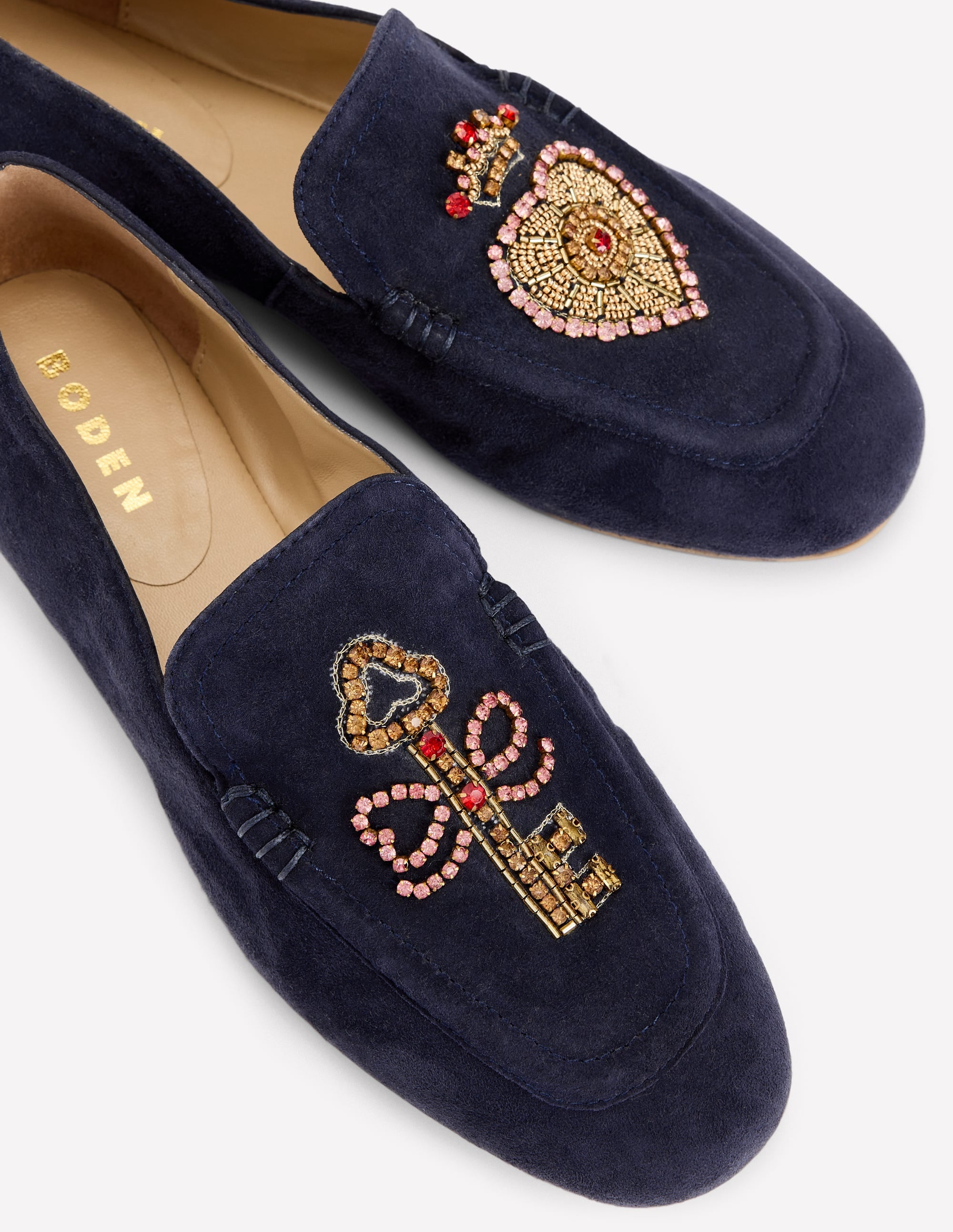 Dinah Embellished Loafers-Navy Heart and Key - Image 4
