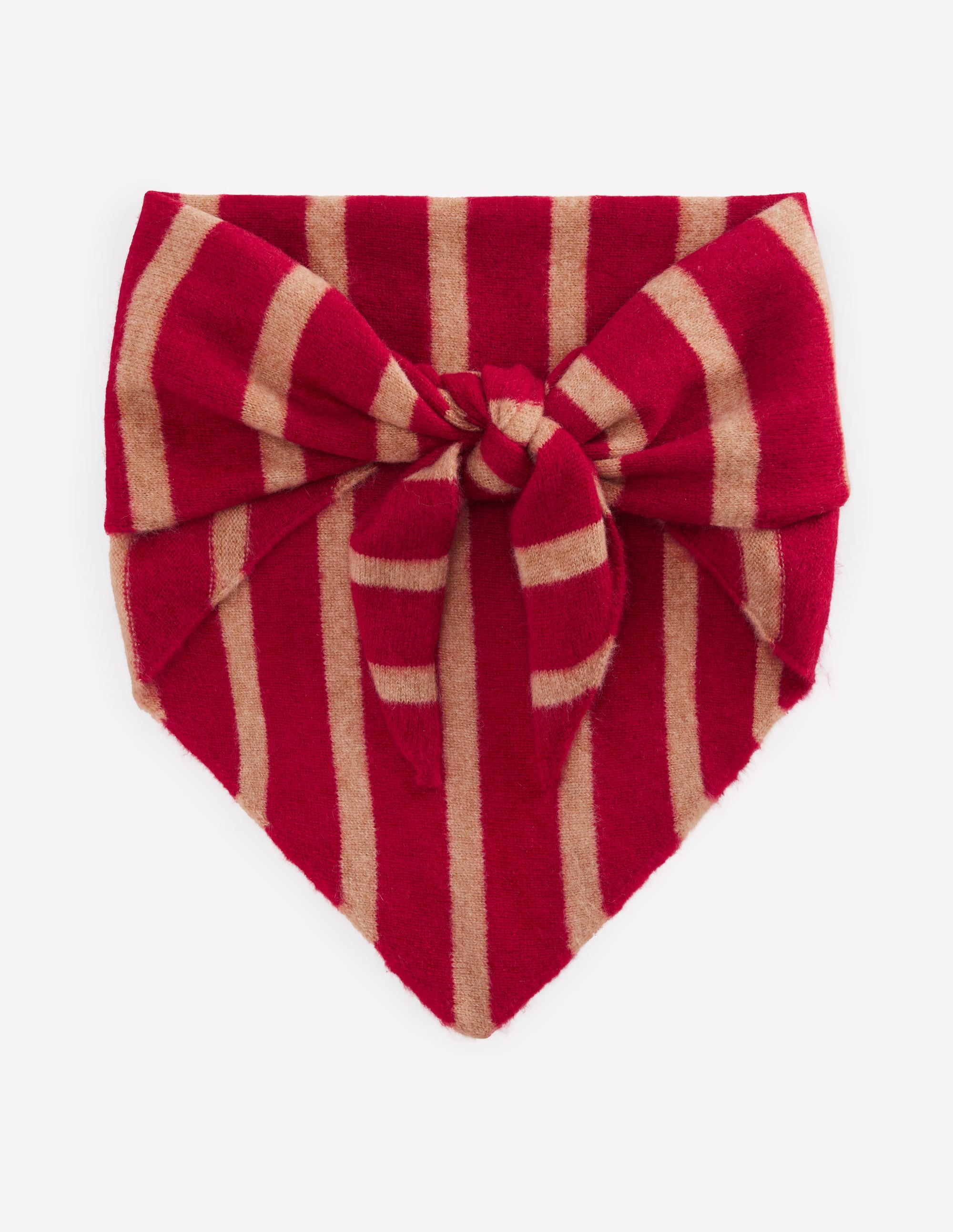 Cashmere Neckerchief-Poppy Red/ Camel Stripe - Image 1