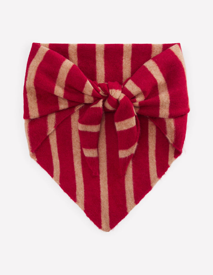Foulard en cachemire-Rayé rouge coquelicot/camel