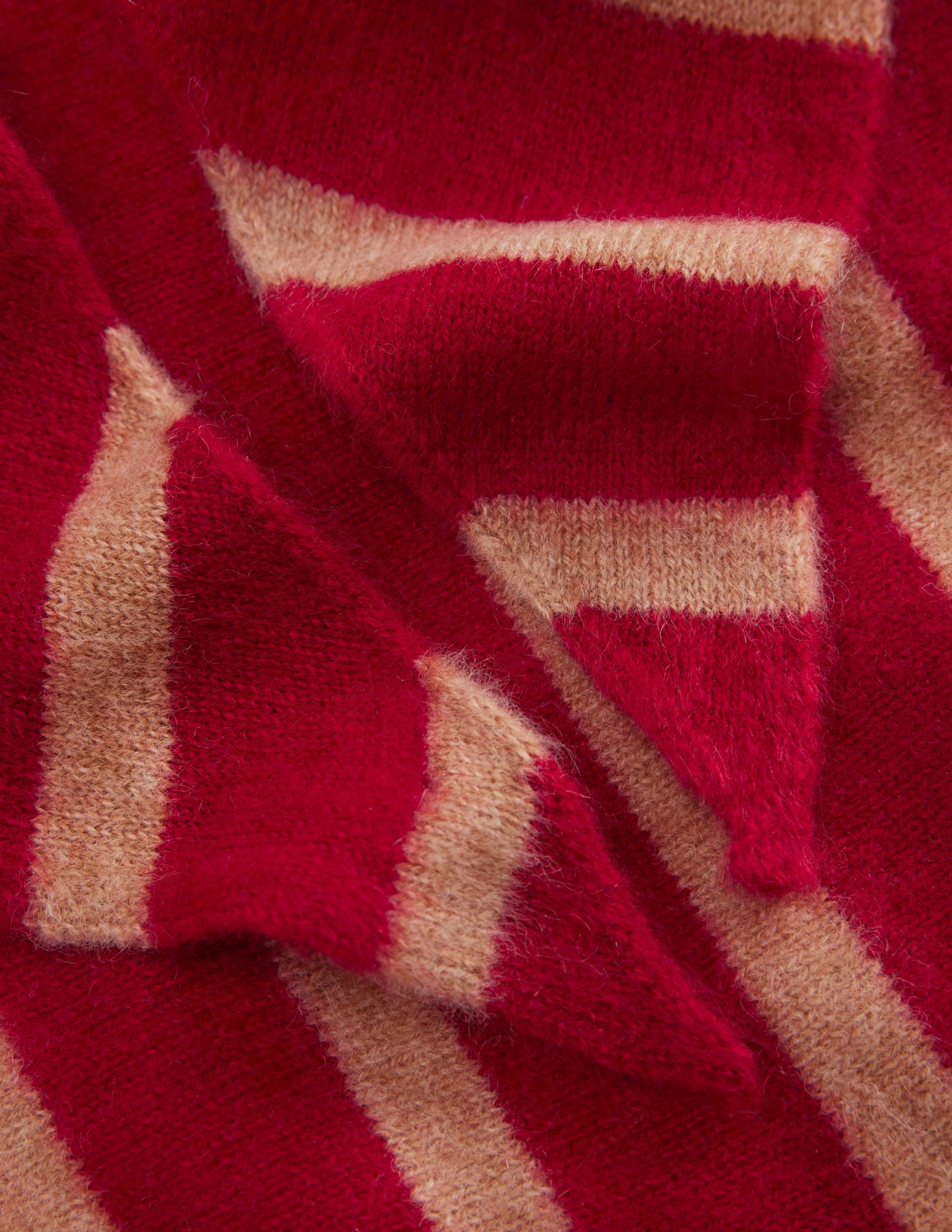 Cashmere Neckerchief-Poppy Red/ Camel Stripe - Image 4
