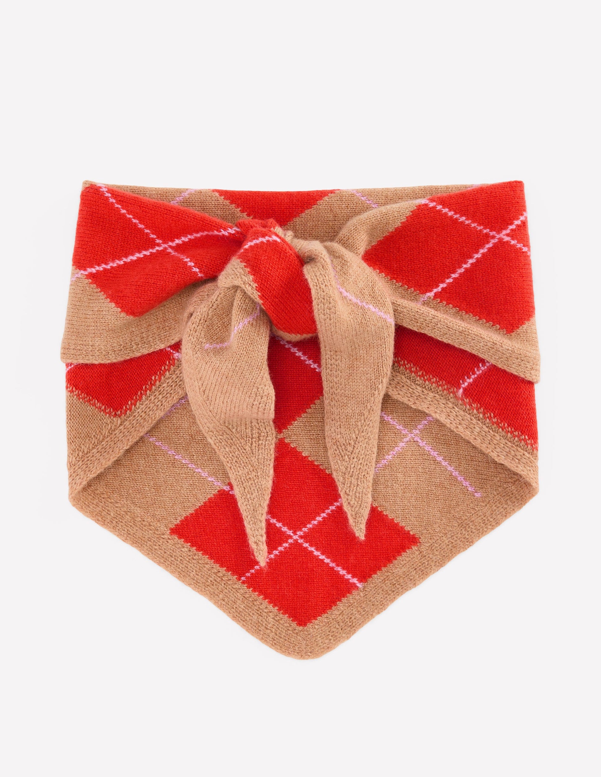 Gestricktes Halstuch aus Alpaka-Camel und Fiesta Argyle-1