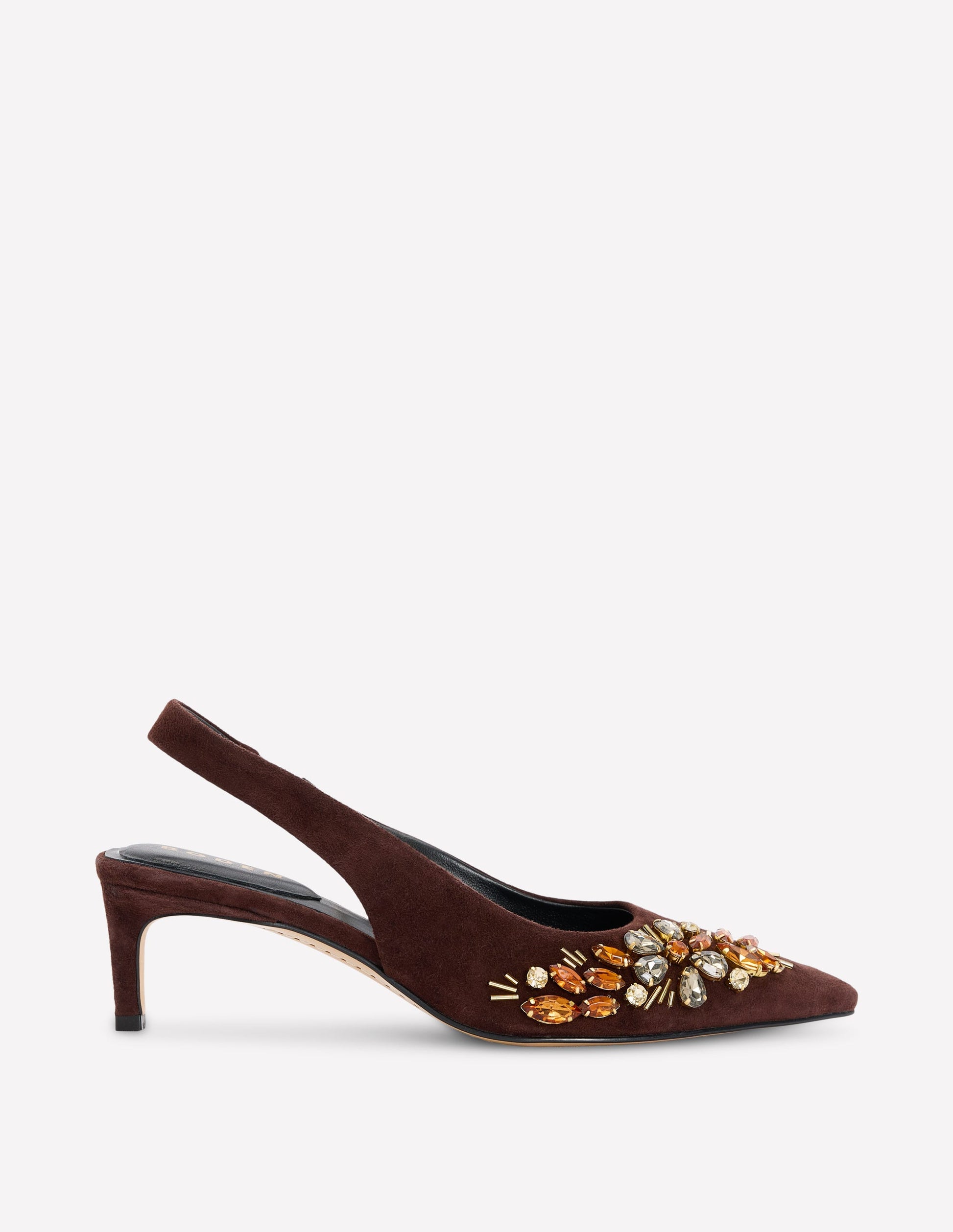 Hope Pointed Slingback Heels-Bitter Choc Embellished-1