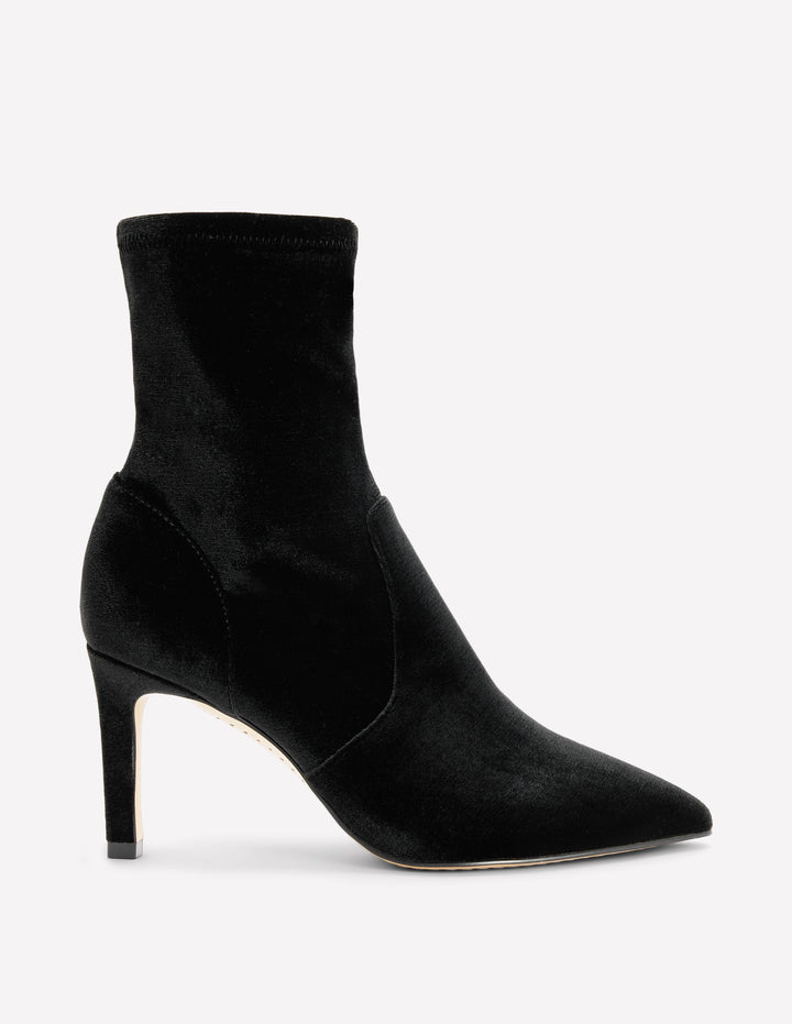 Stretch-Stiefeletten-Schwarz Samt
