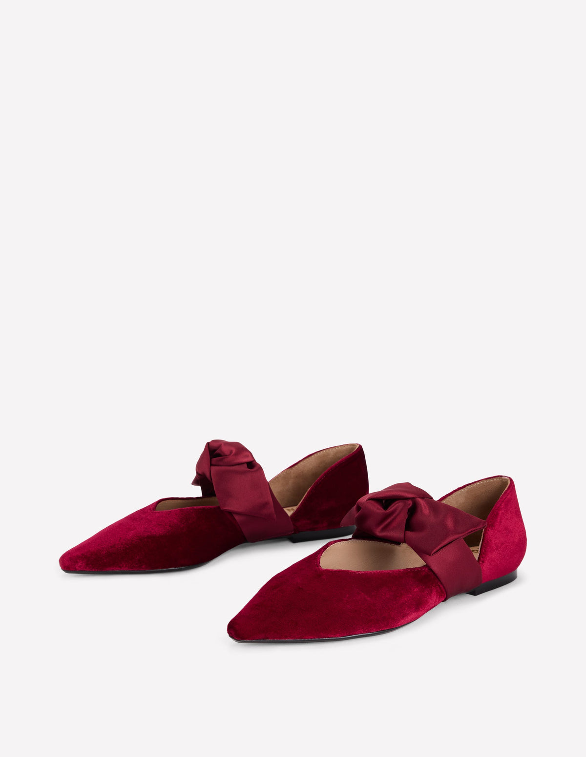 Flache, zweiteilige Schuhe mit Schleife-Dunkles Burgunderrot - Image 3