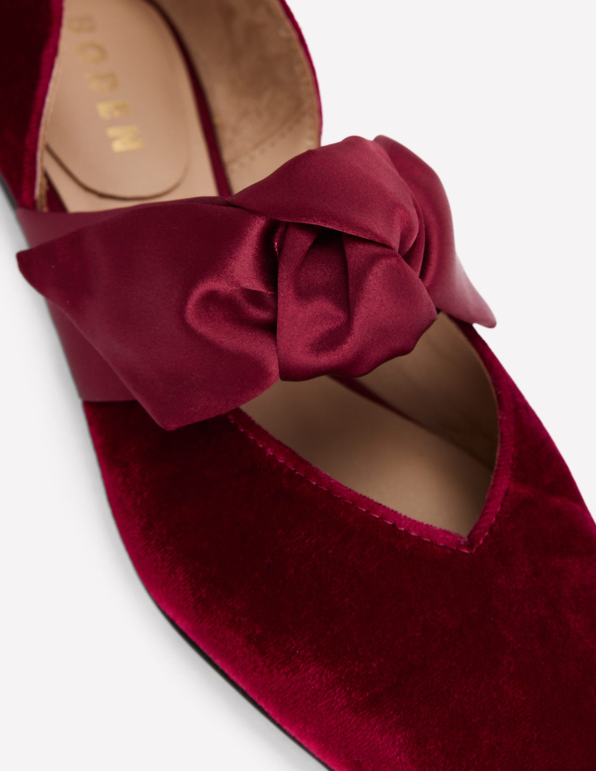 Flache, zweiteilige Schuhe mit Schleife-Dunkles Burgunderrot - Image 4