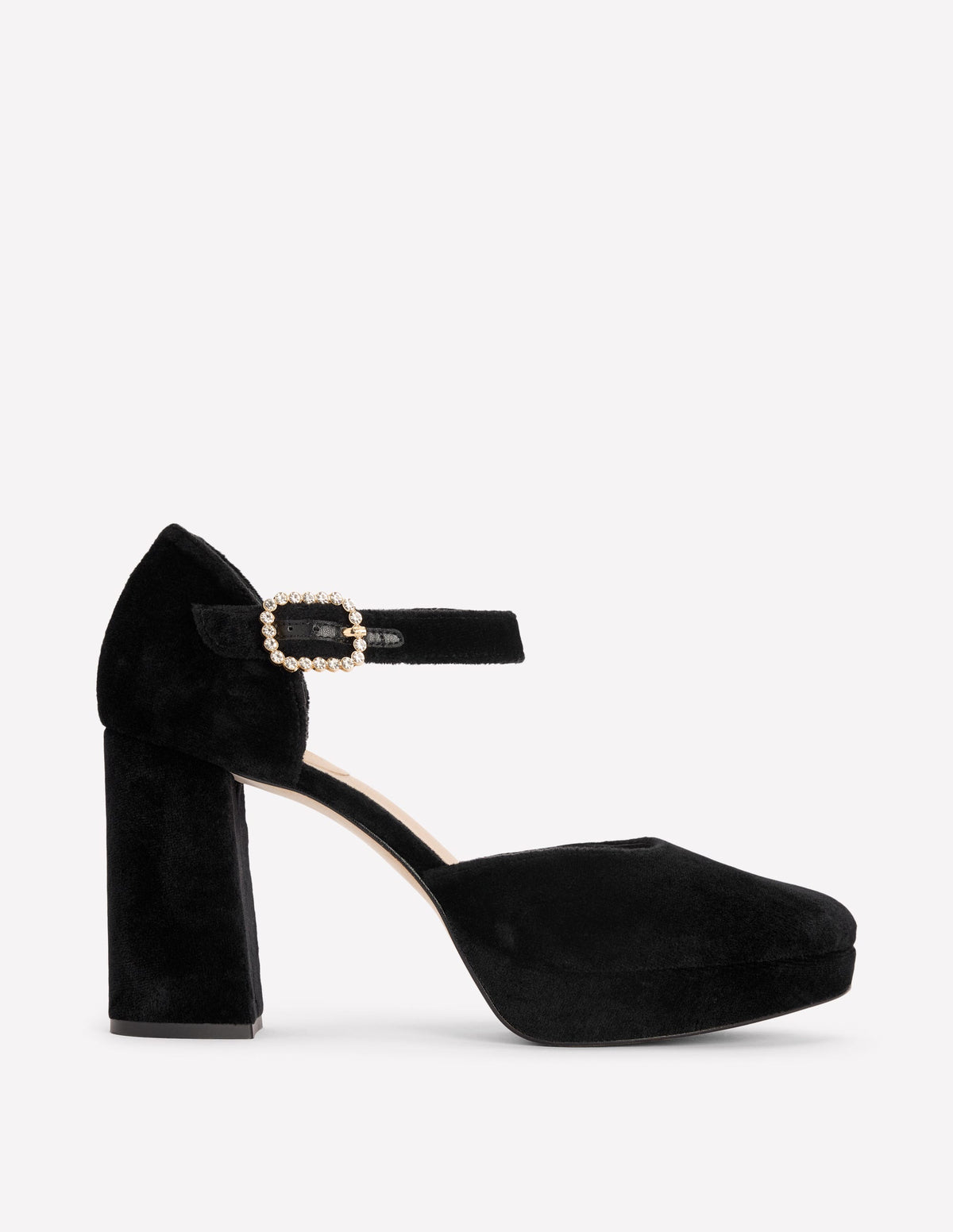 Chaussures à talons compensés et boucle ornementée-Noir - Image 1