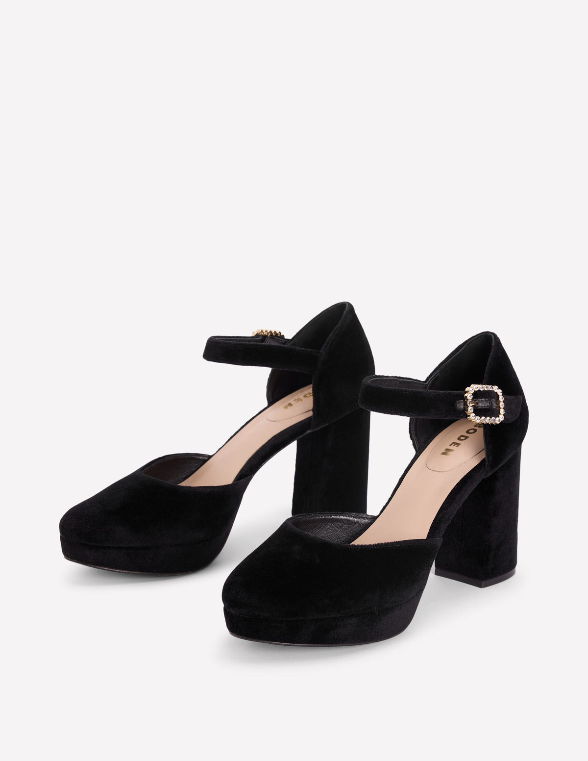 Chaussures à talons compensés et boucle ornementée-Noir-3