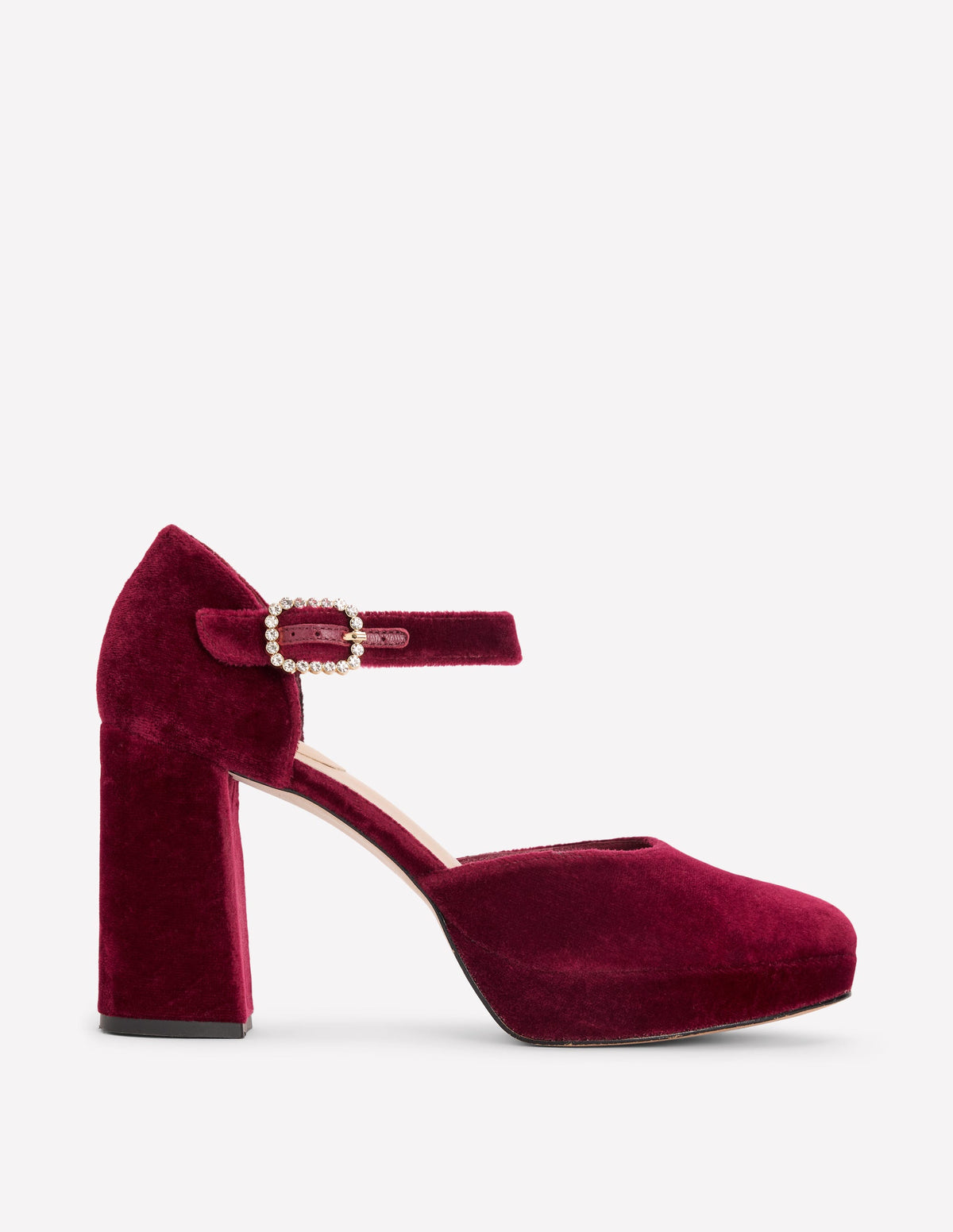 Chaussures à talons compensés et boucle ornementée-Cerise foncée - Image 1