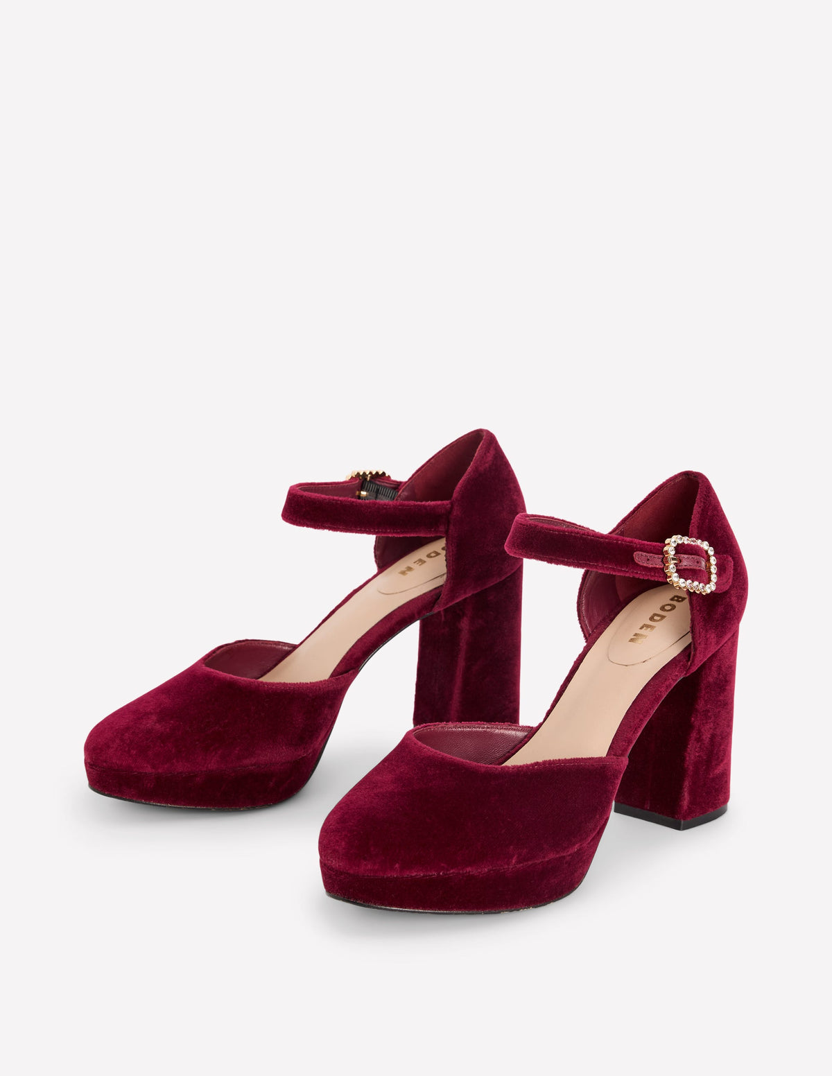 Chaussures à talons compensés et boucle ornementée-Cerise foncée - Image 3