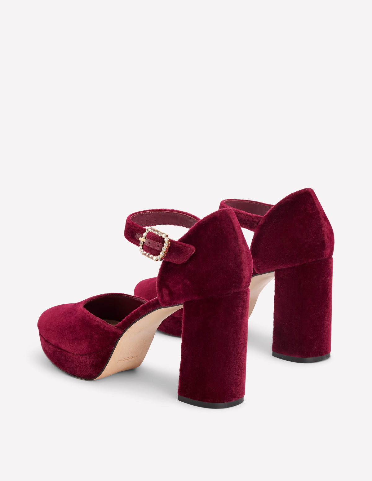 Chaussures à talons compensés et boucle ornementée-Cerise foncée-5