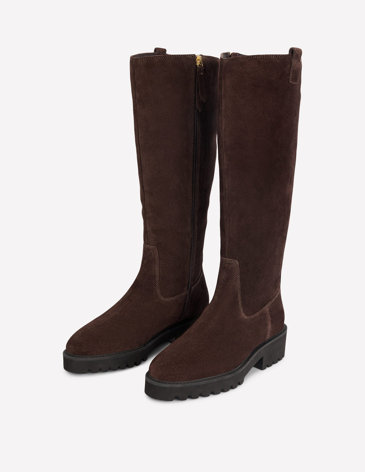 Kniehohe Stiefel mit breiter Sohle-Bitterschokolade - Image 3