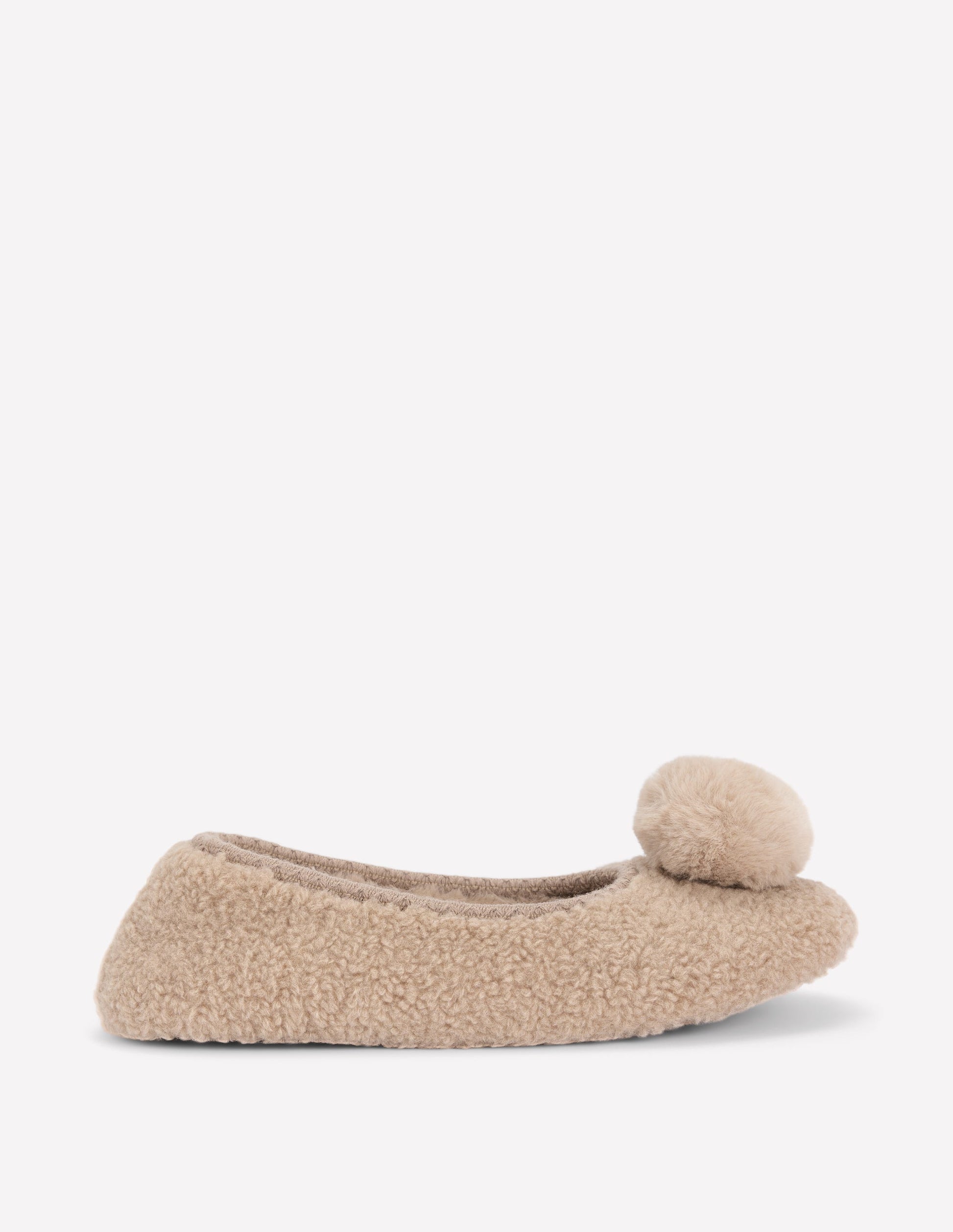 Chaussons à pompons en borg-Couleur naturelle-1