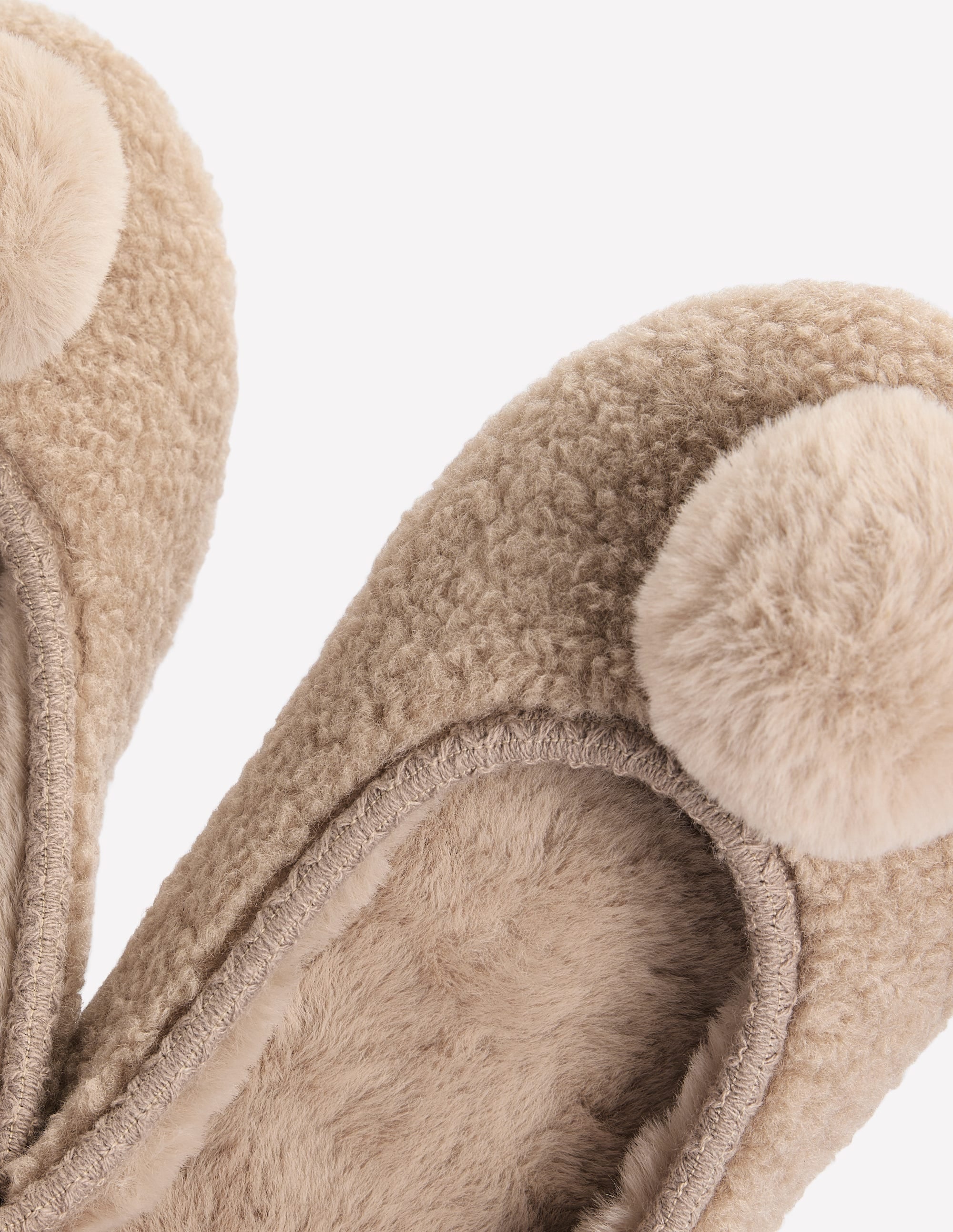 Chaussons à pompons en borg-Couleur naturelle - Image 4