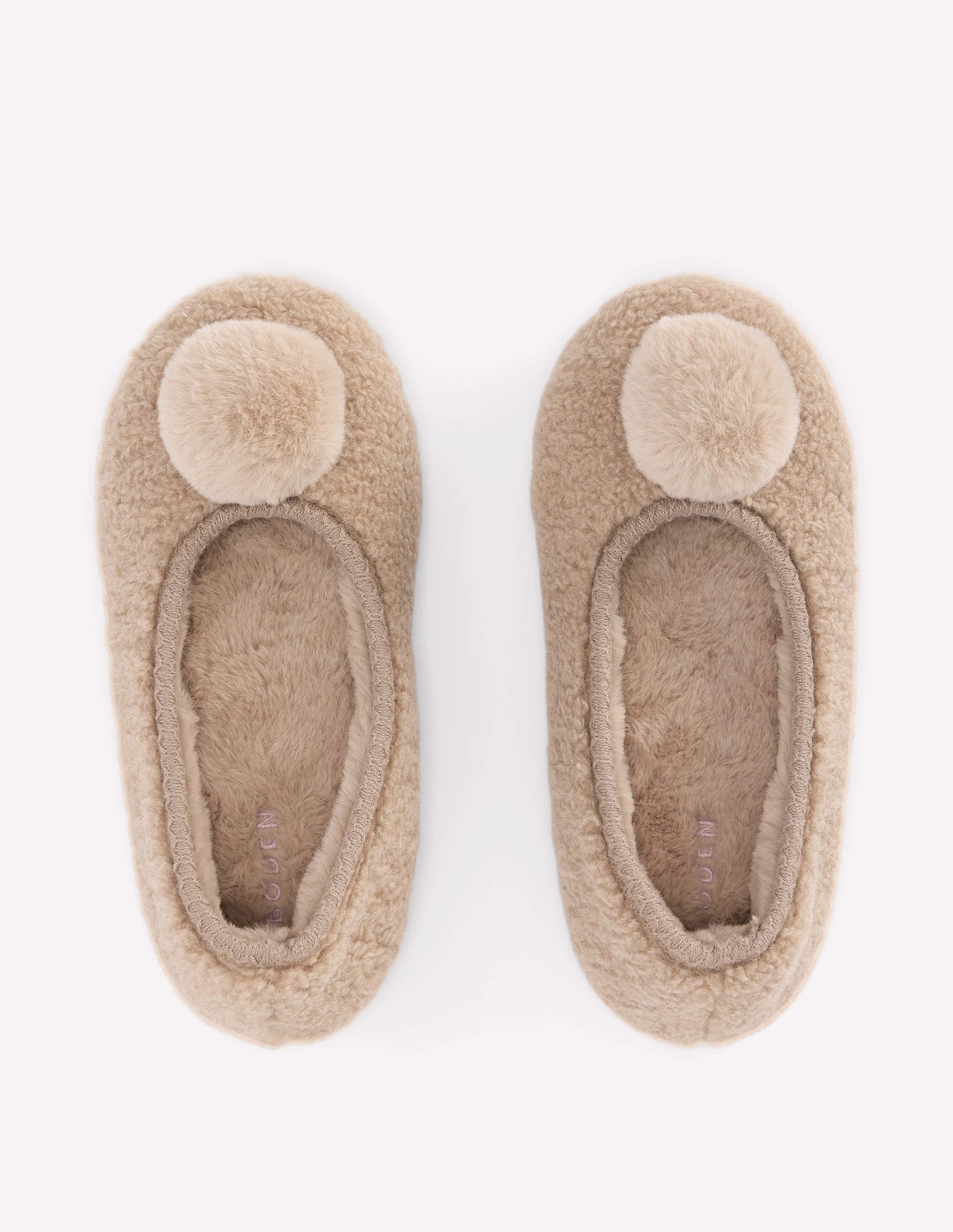 Chaussons à pompons en borg-Couleur naturelle - Image 5