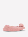 Chaussons à pompons en borg-ROSE
