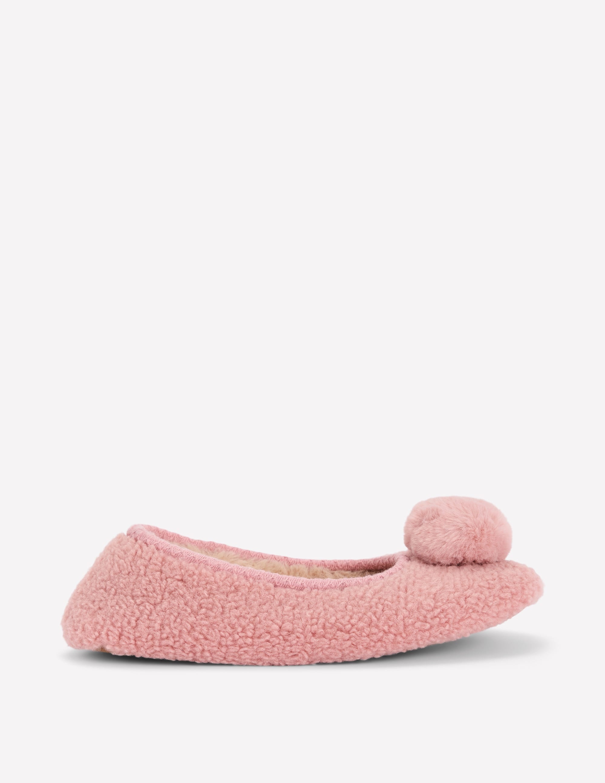 Chaussons à pompons en borg-ROSE - Image 1