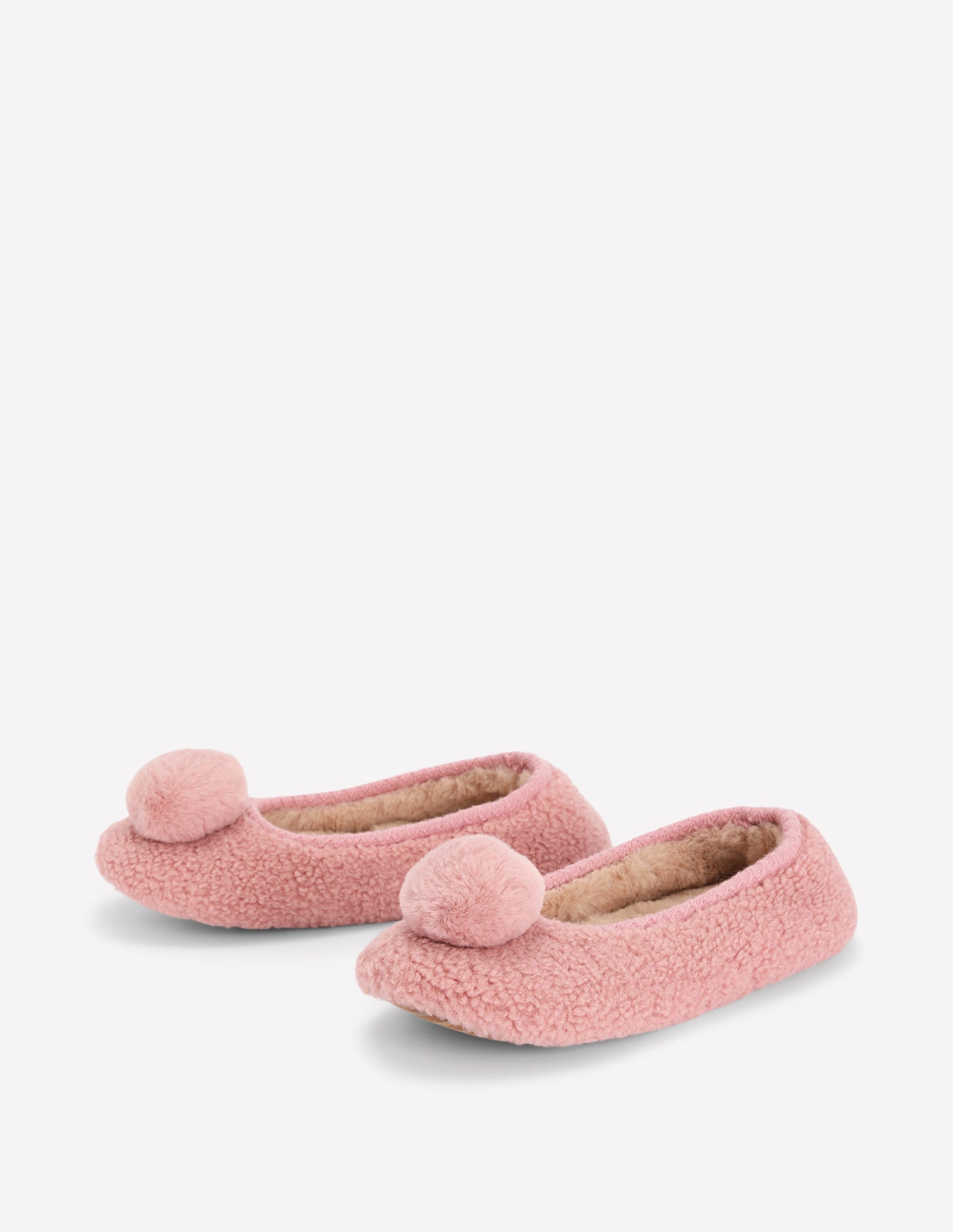 Chaussons à pompons en borg-ROSE-3