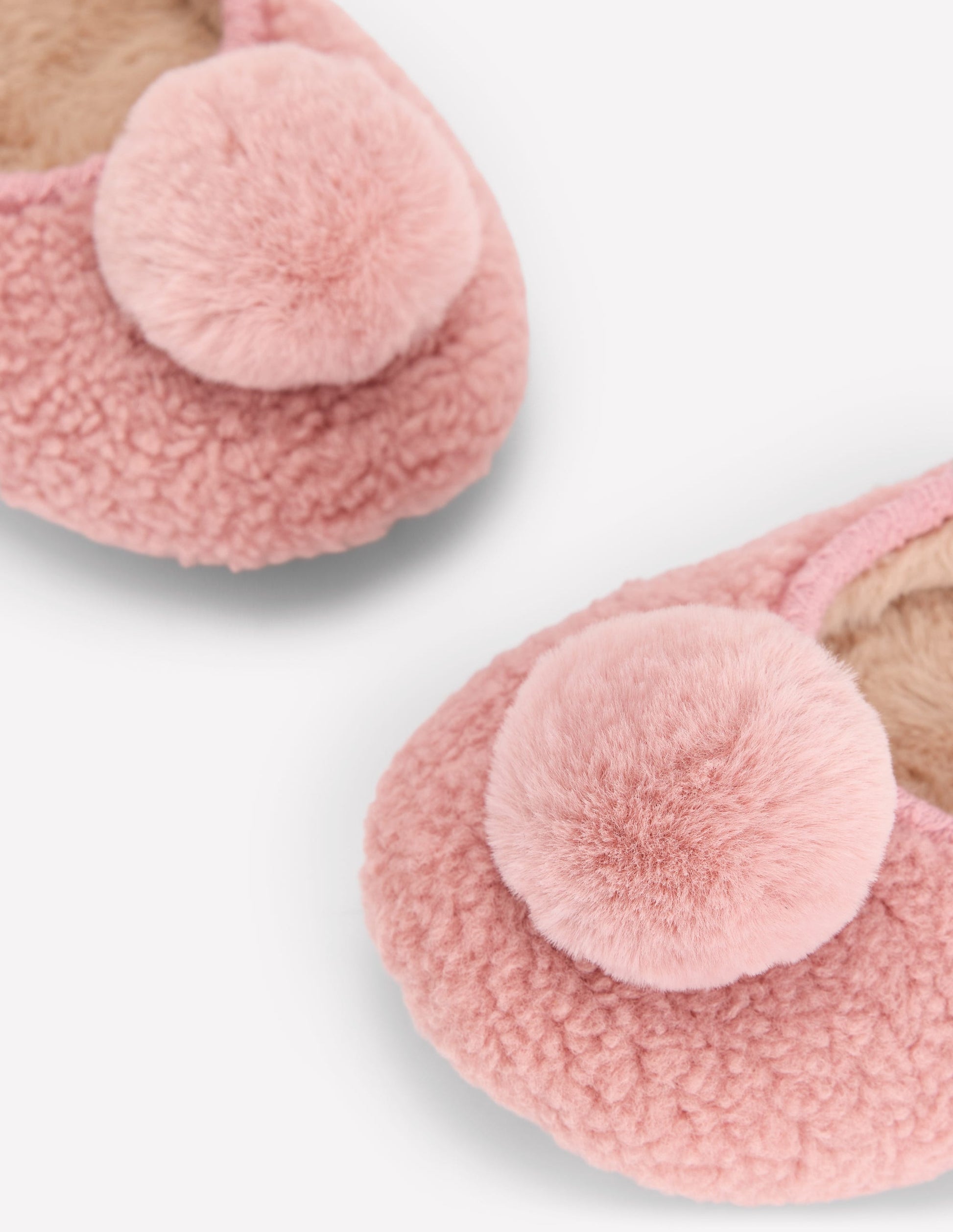 Chaussons à pompons en borg-ROSE-4