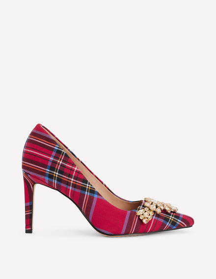 Verzierte Pumps-Rot Karo